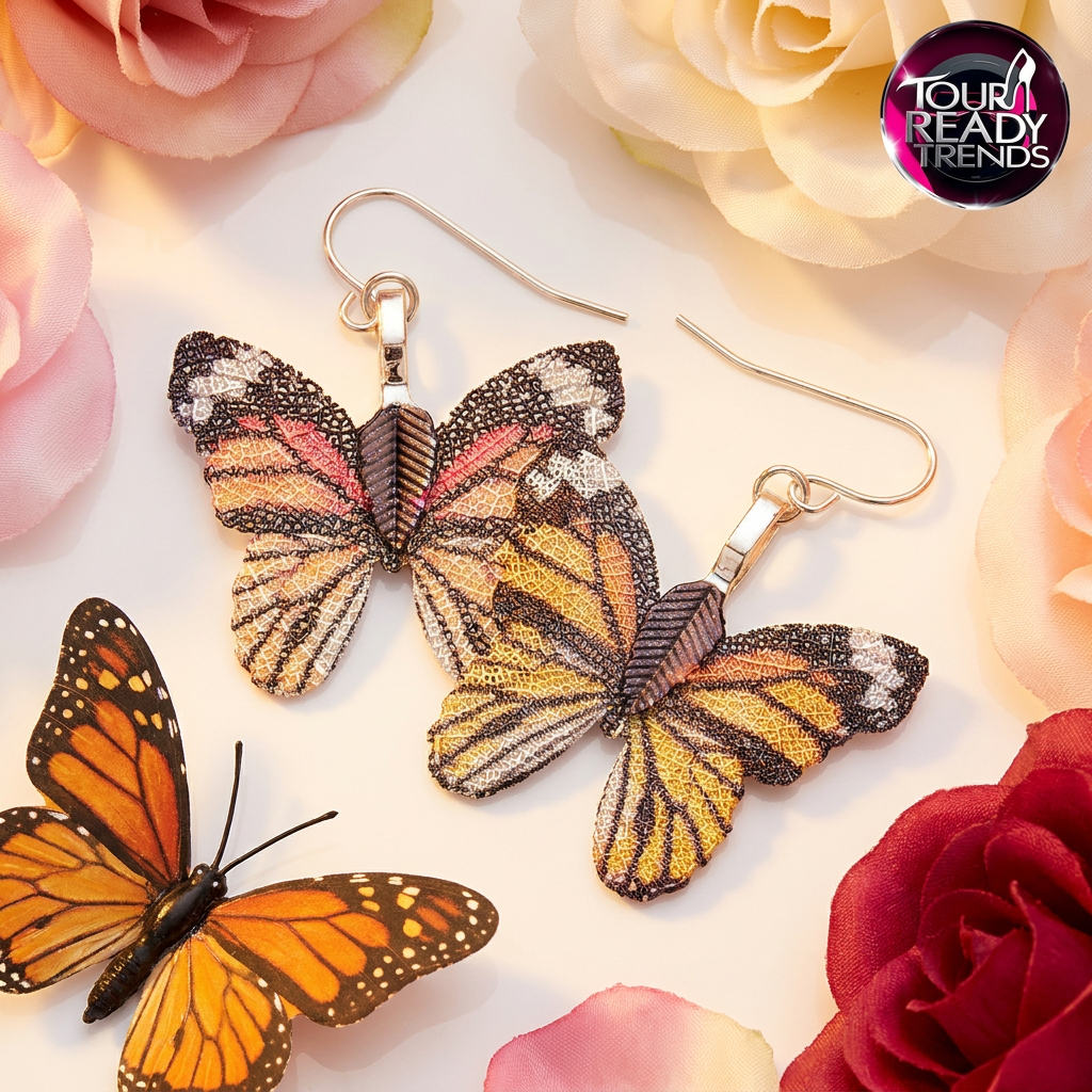 Image of Gold Monarch Butterfly Drop Earrings