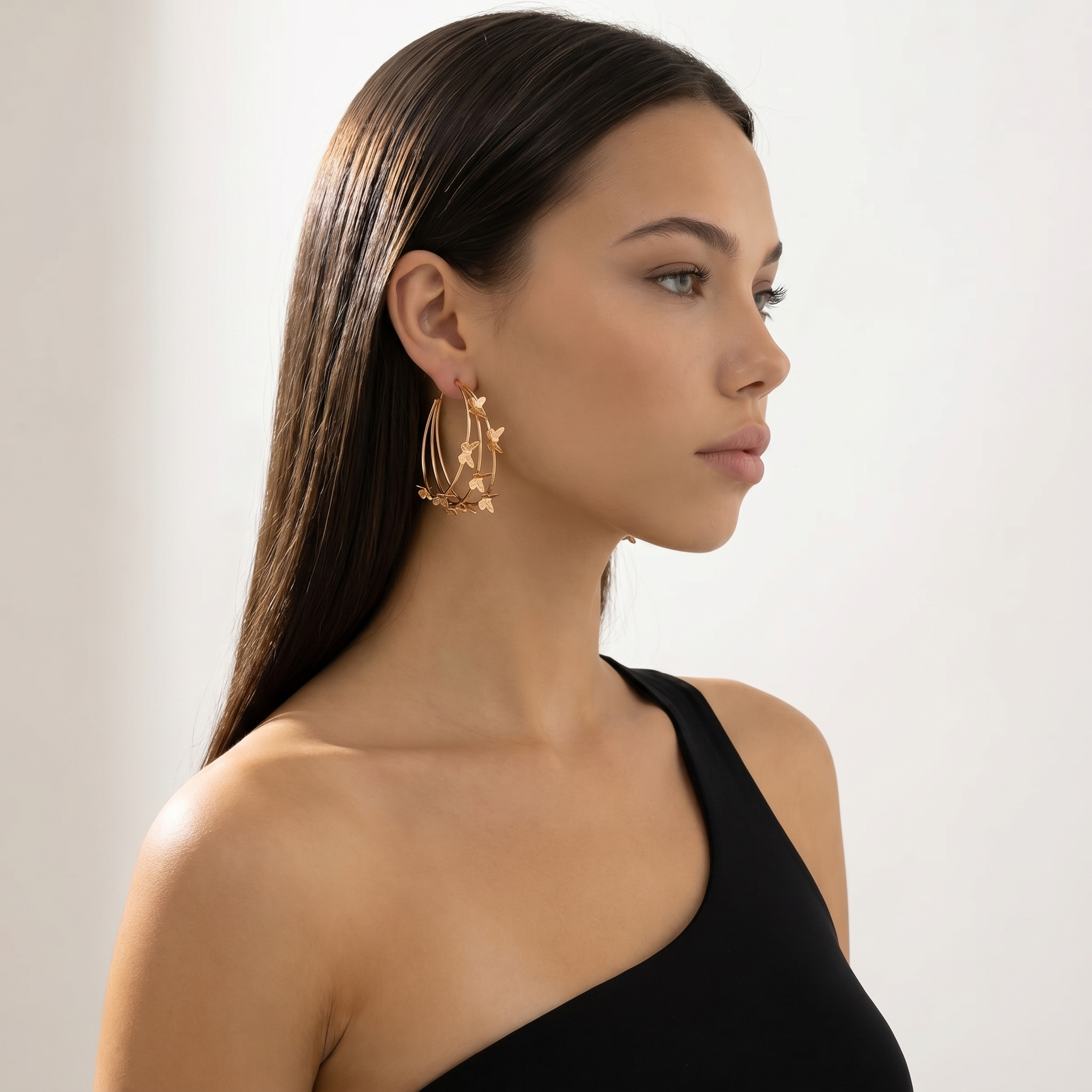 Image of Layered Butterfly Hoop Earrings