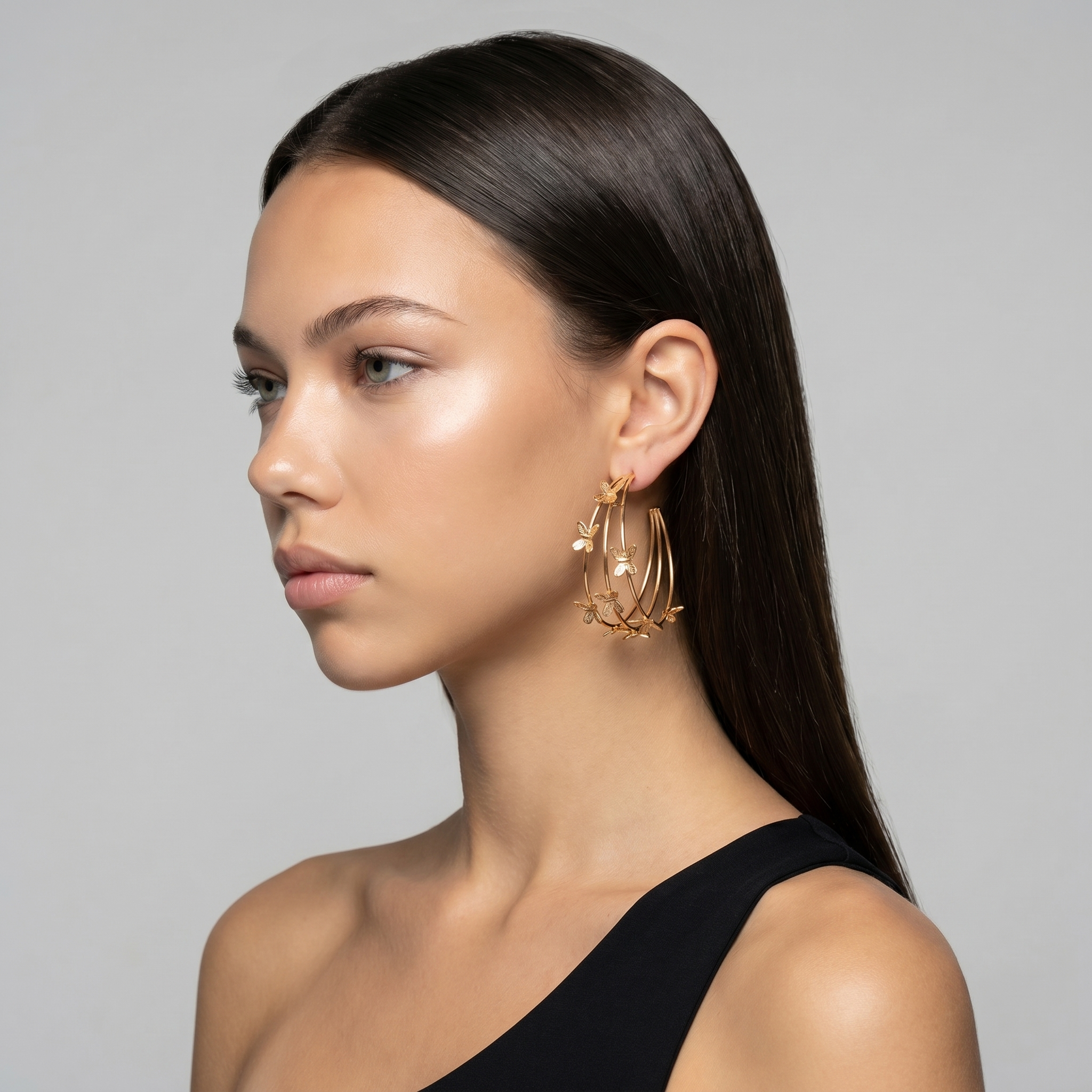 Image of Layered Butterfly Hoop Earrings