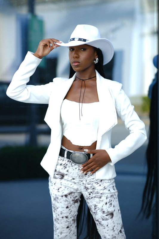 Black & White Cowboy Hat Wig