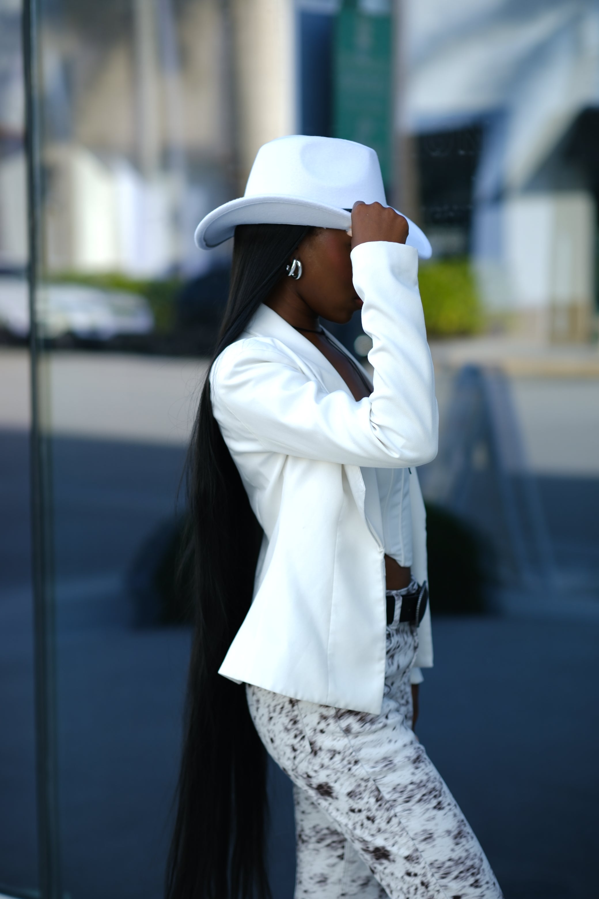 Black & White Cowboy Hat Wig
