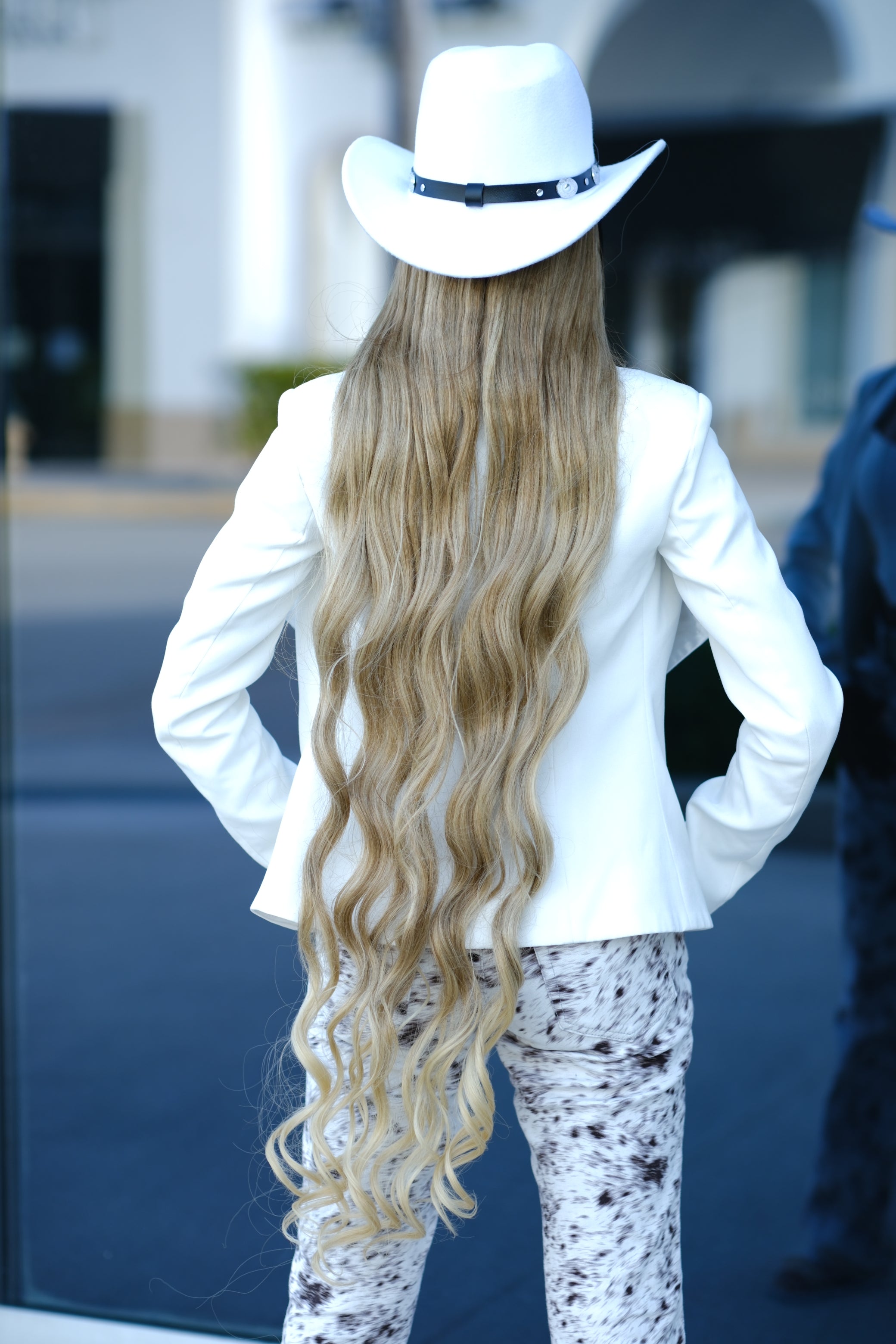 White & Black Cowboy Hat Wig