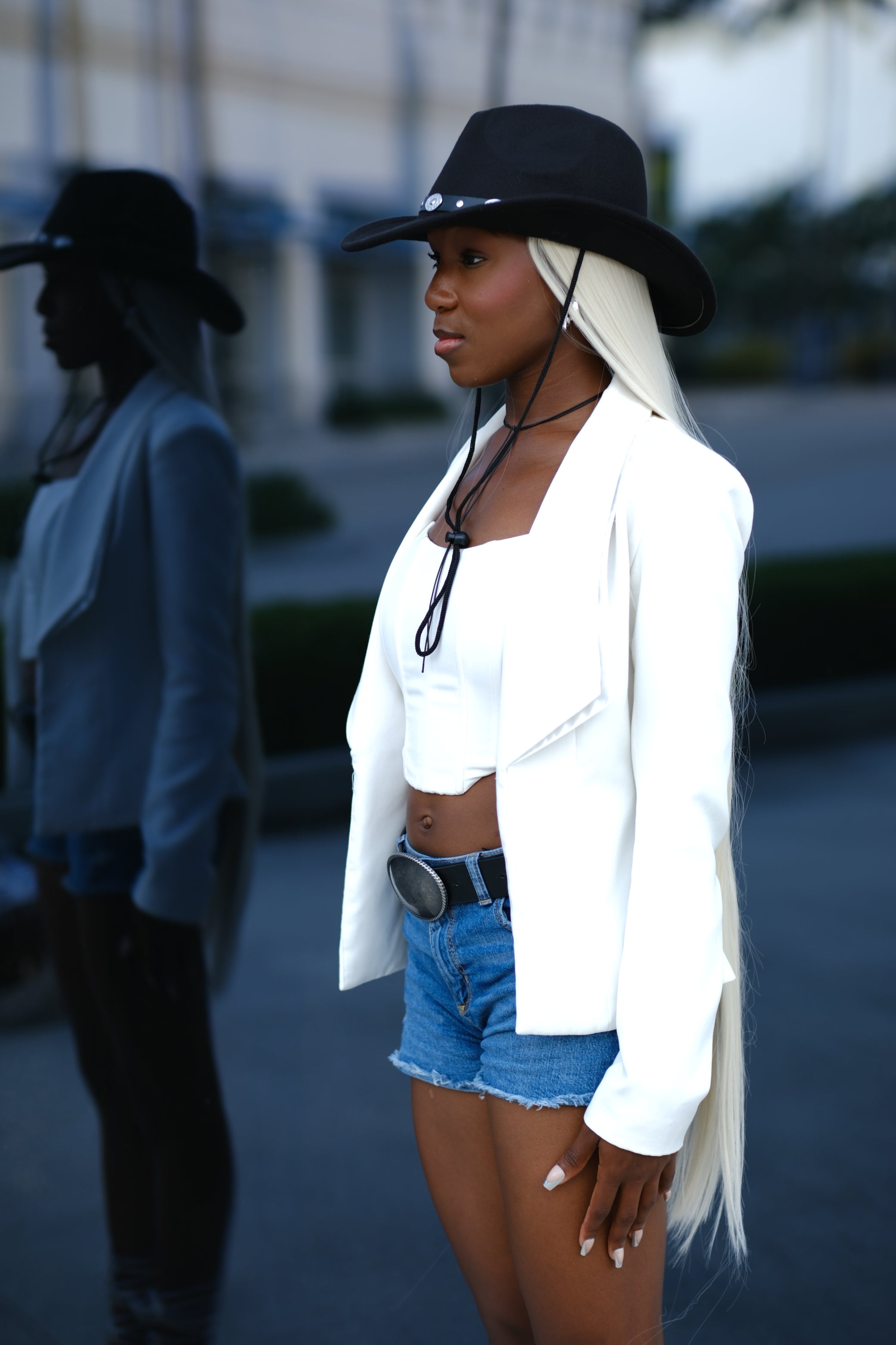 Image of Black Cowboy Hat Wig