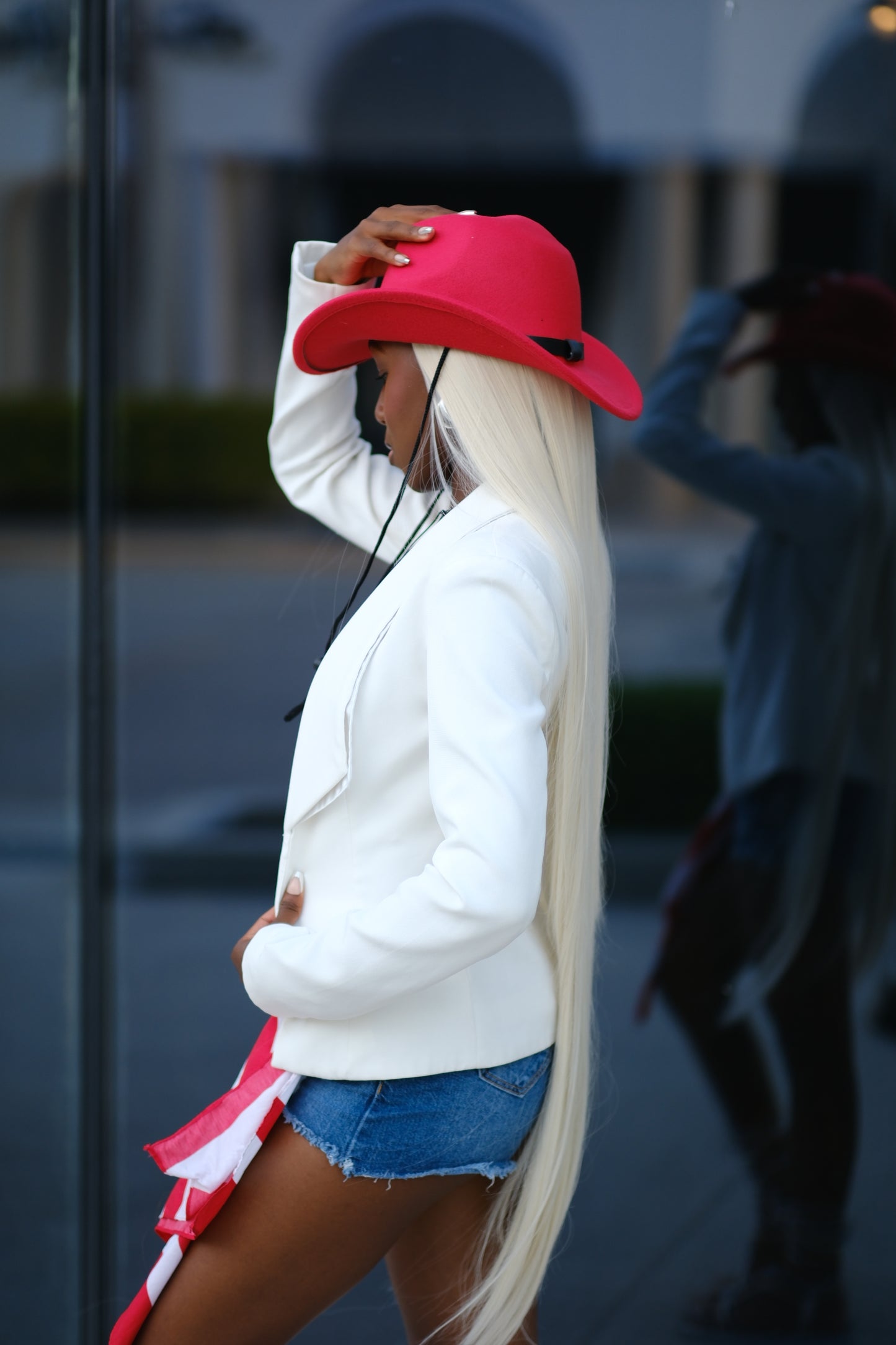 Red Cowboy Hat Wig