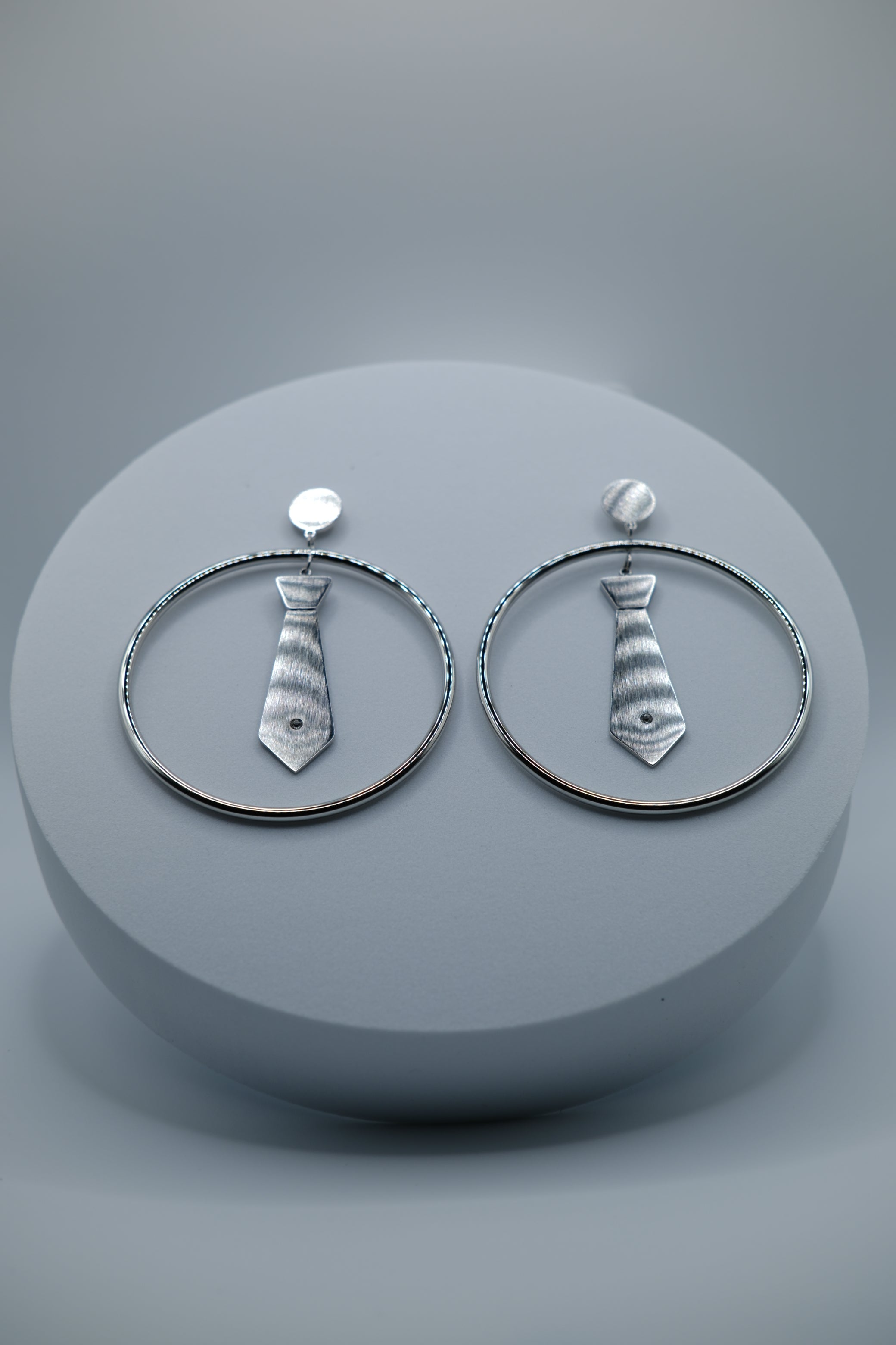 Boss Necktie Hoop Earrings