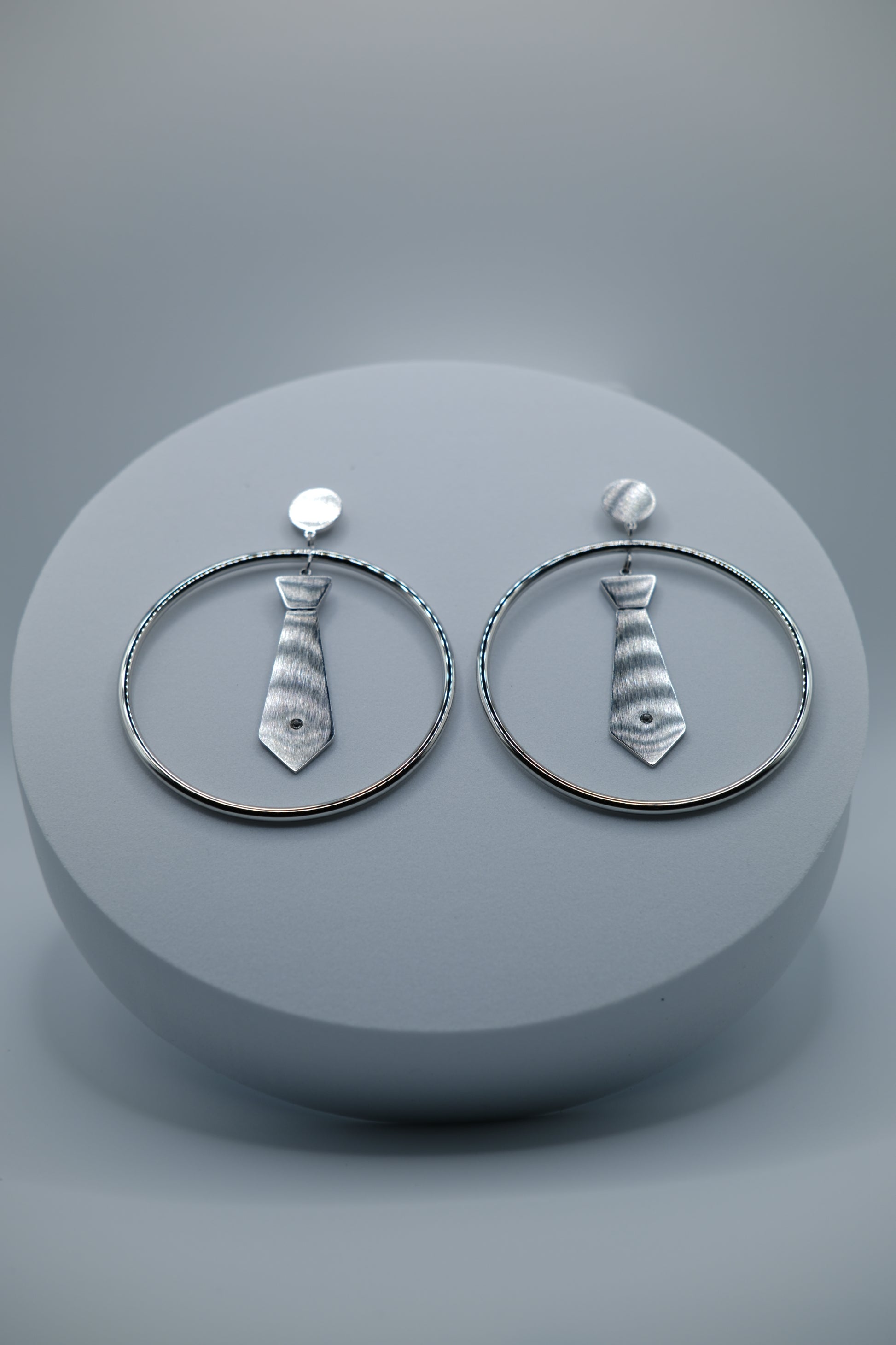 Boss Necktie Hoop Earrings