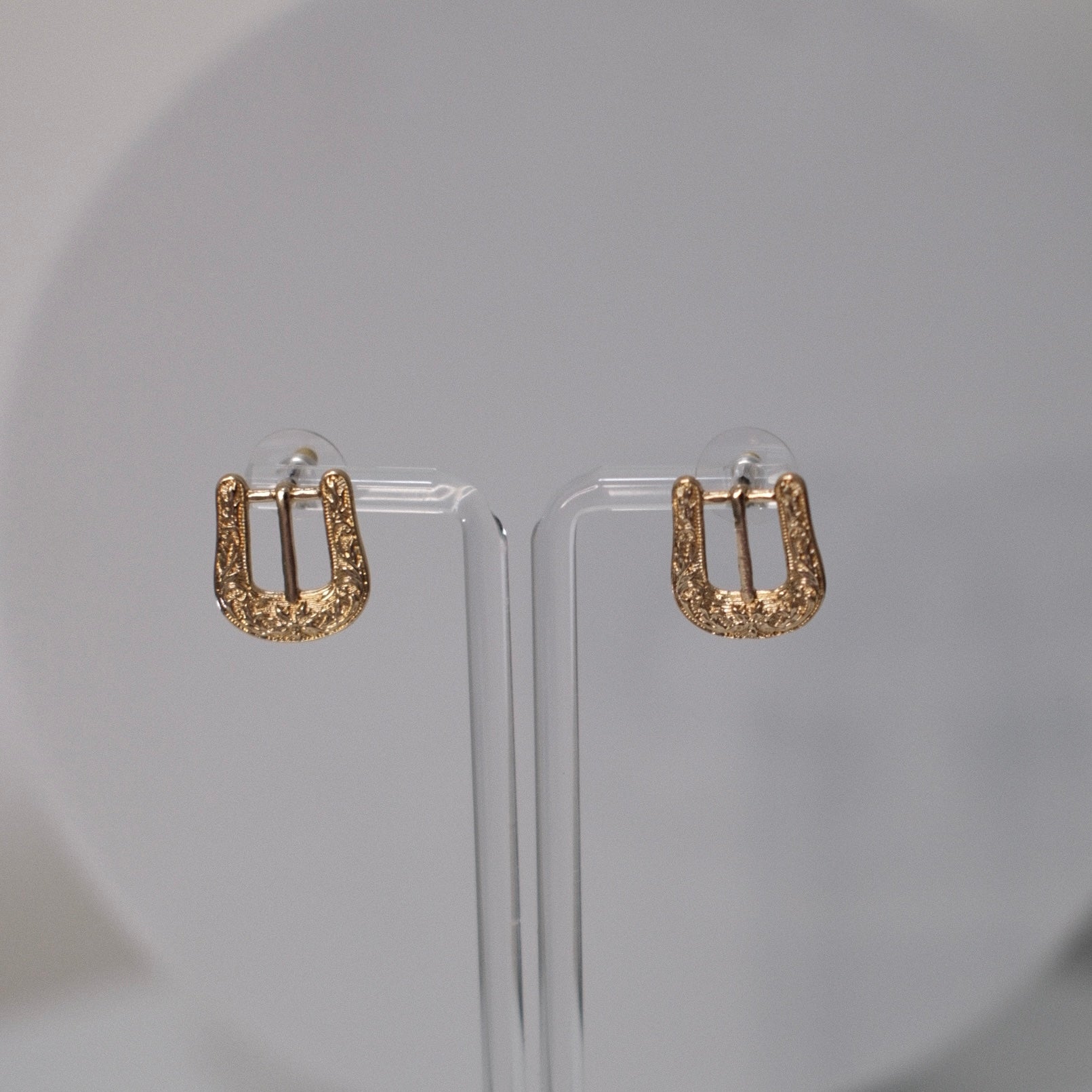 Image of Gold Western Belt Buckle Earrings | Cowgirl Studs