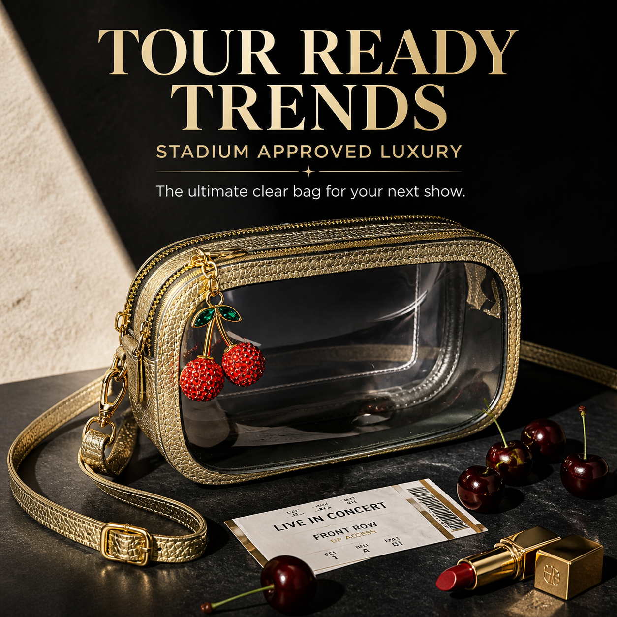 Image of Premium Gold Clear Stadium Bag + Charm Set
