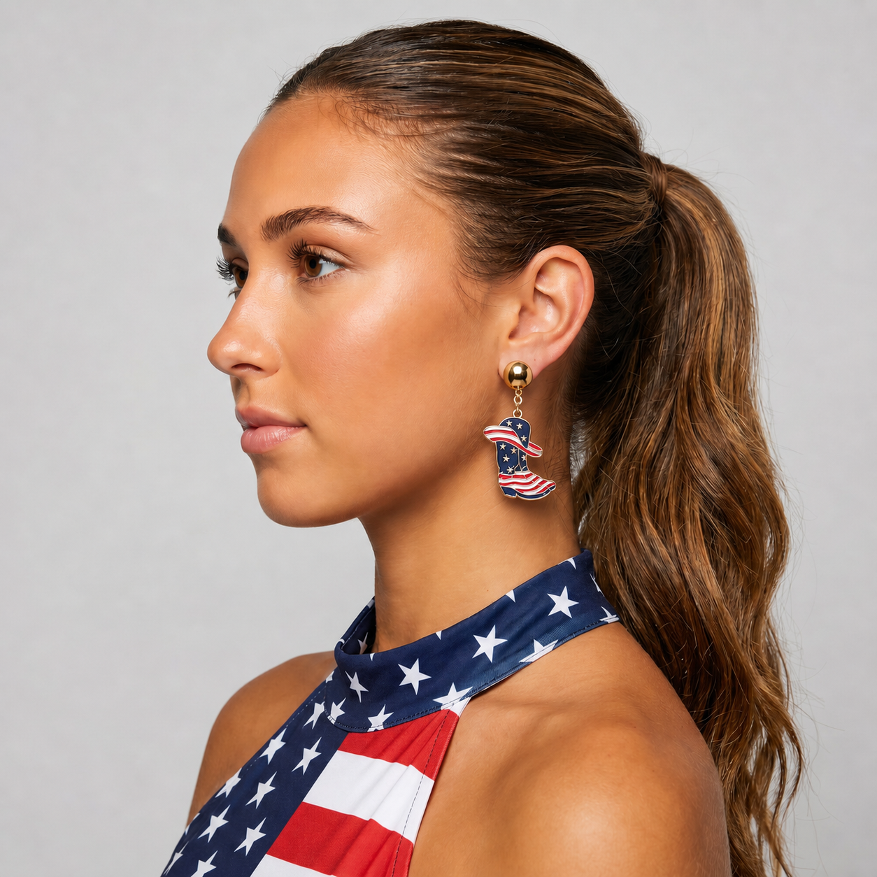 Image of Patriotic Cowboy Boot Earrings