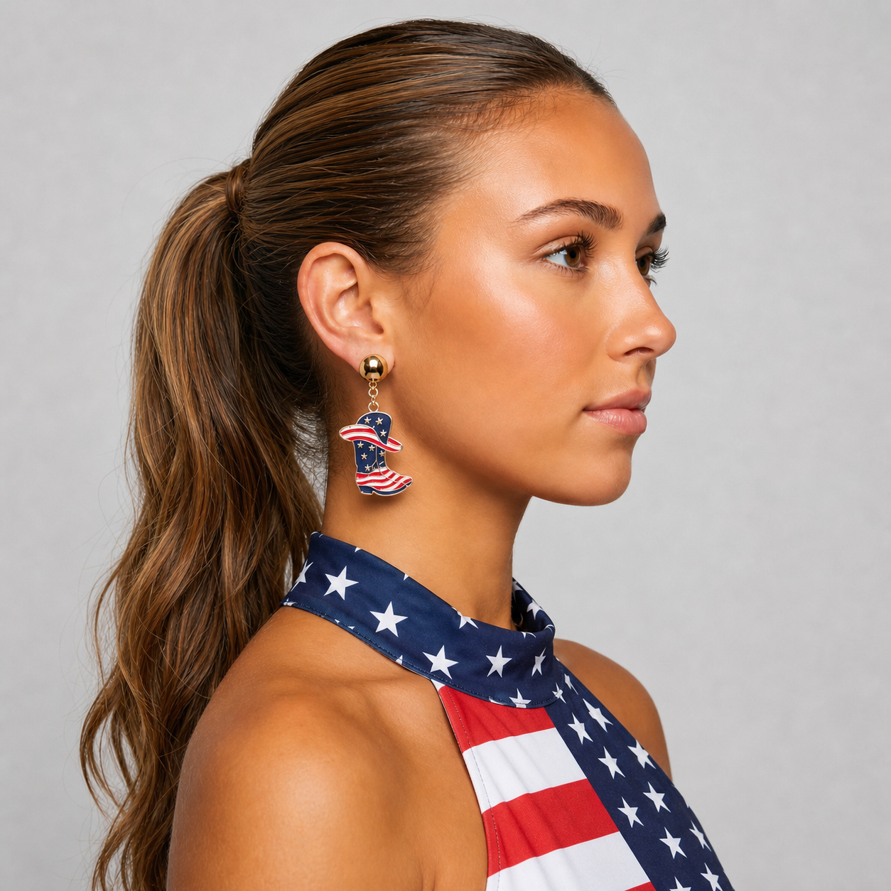 Image of Patriotic Cowboy Boot Earrings