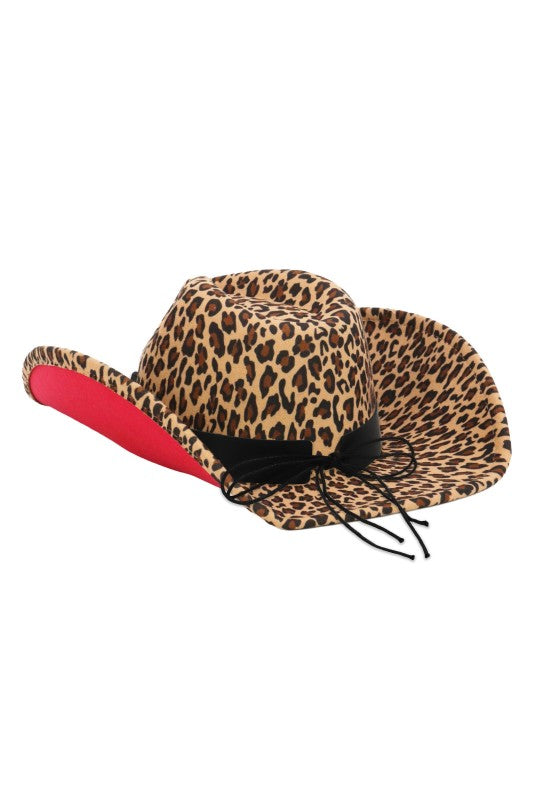 Image of Leopard Print Cowboy Hat with Longhorn