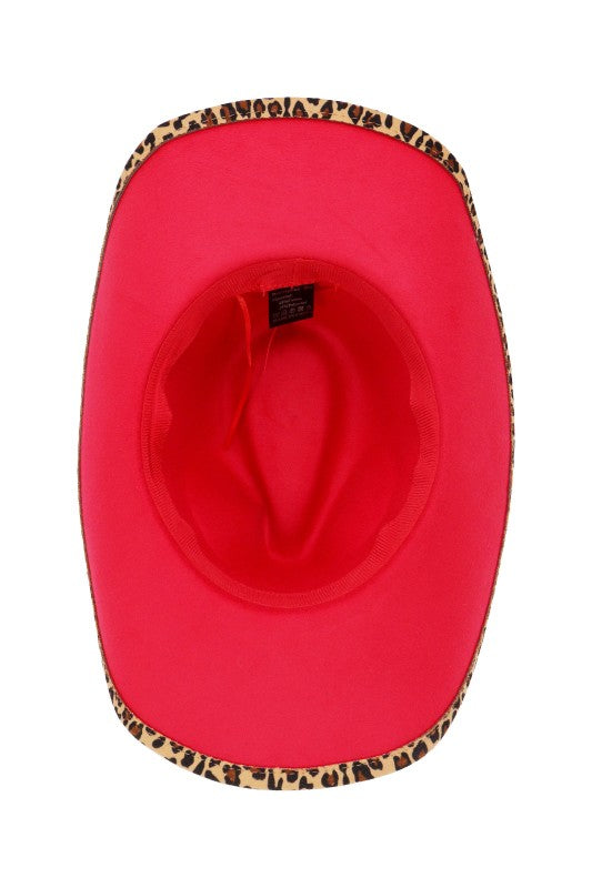 Image of Leopard Print Cowboy Hat with Longhorn