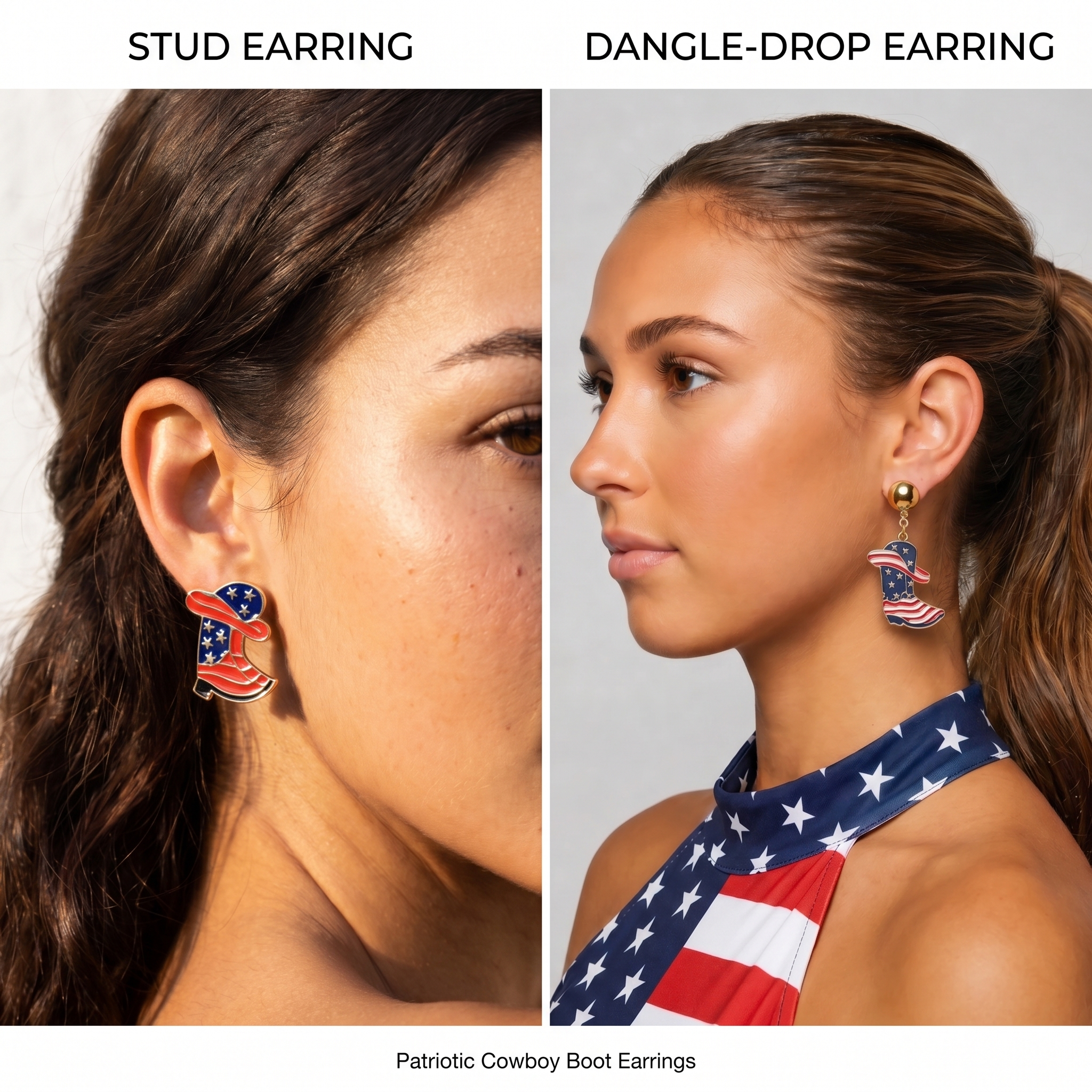 Image of Patriotic Cowboy Boot Earrings