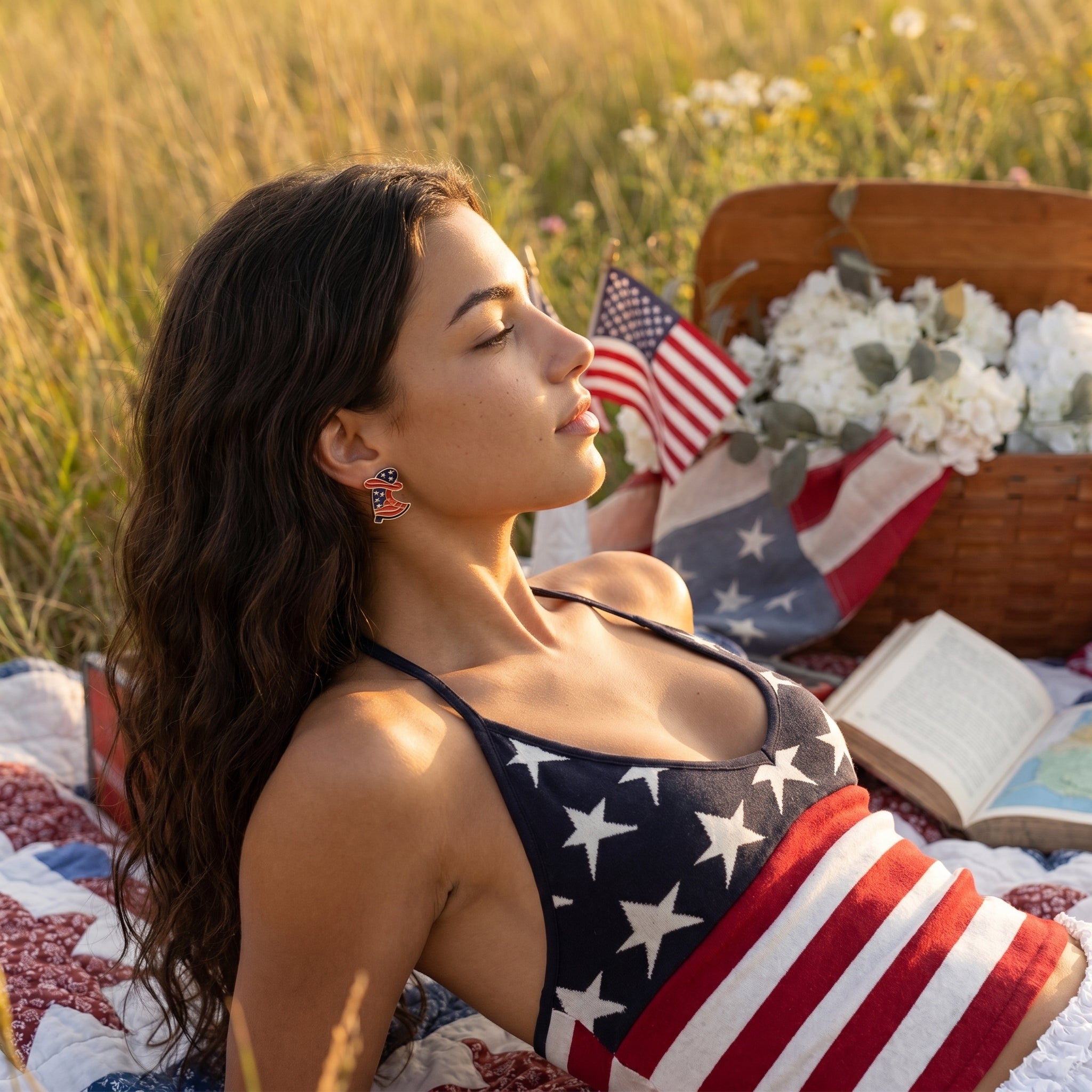 Image of Patriotic Cowboy Boot Earrings