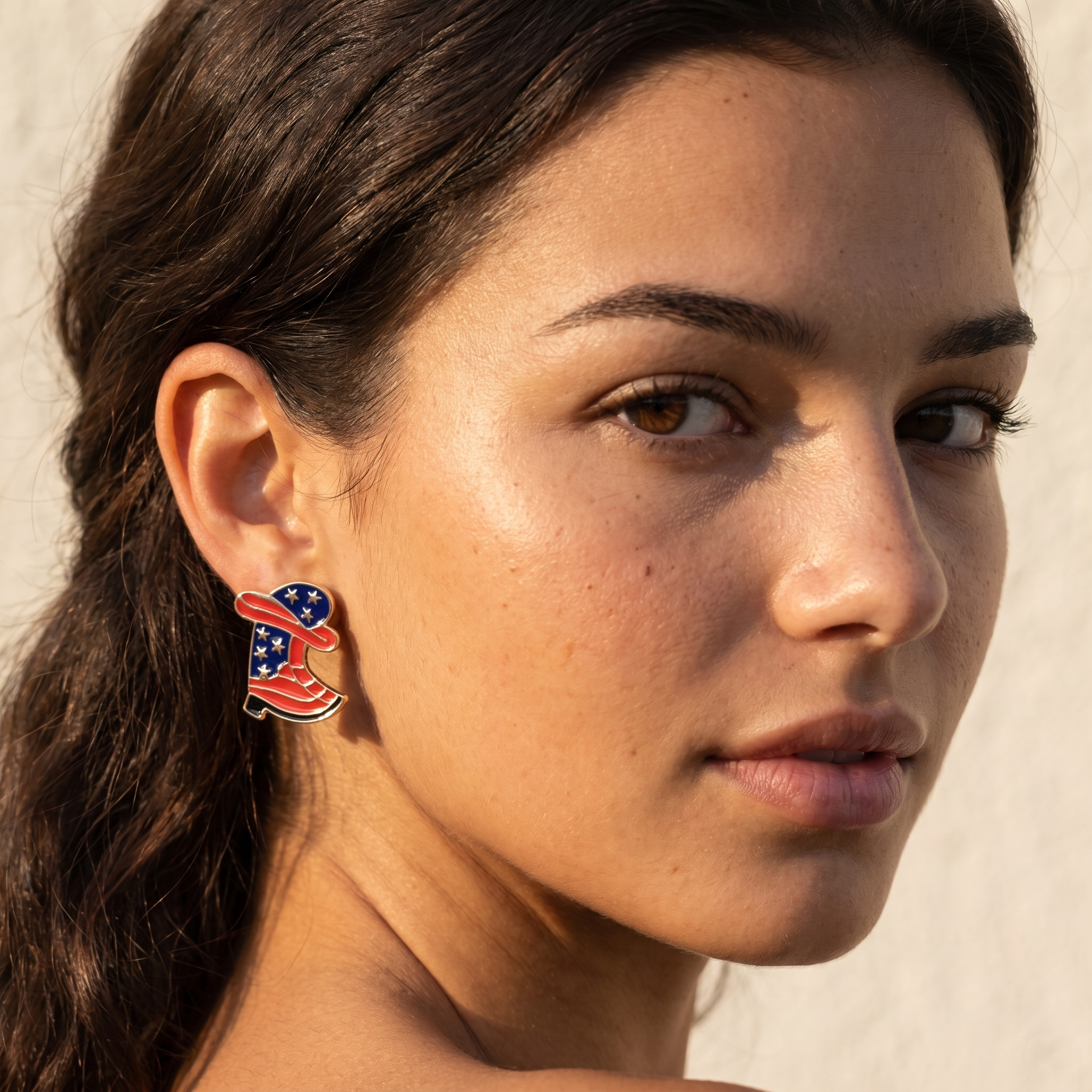 Image of Patriotic Cowboy Boot Earrings