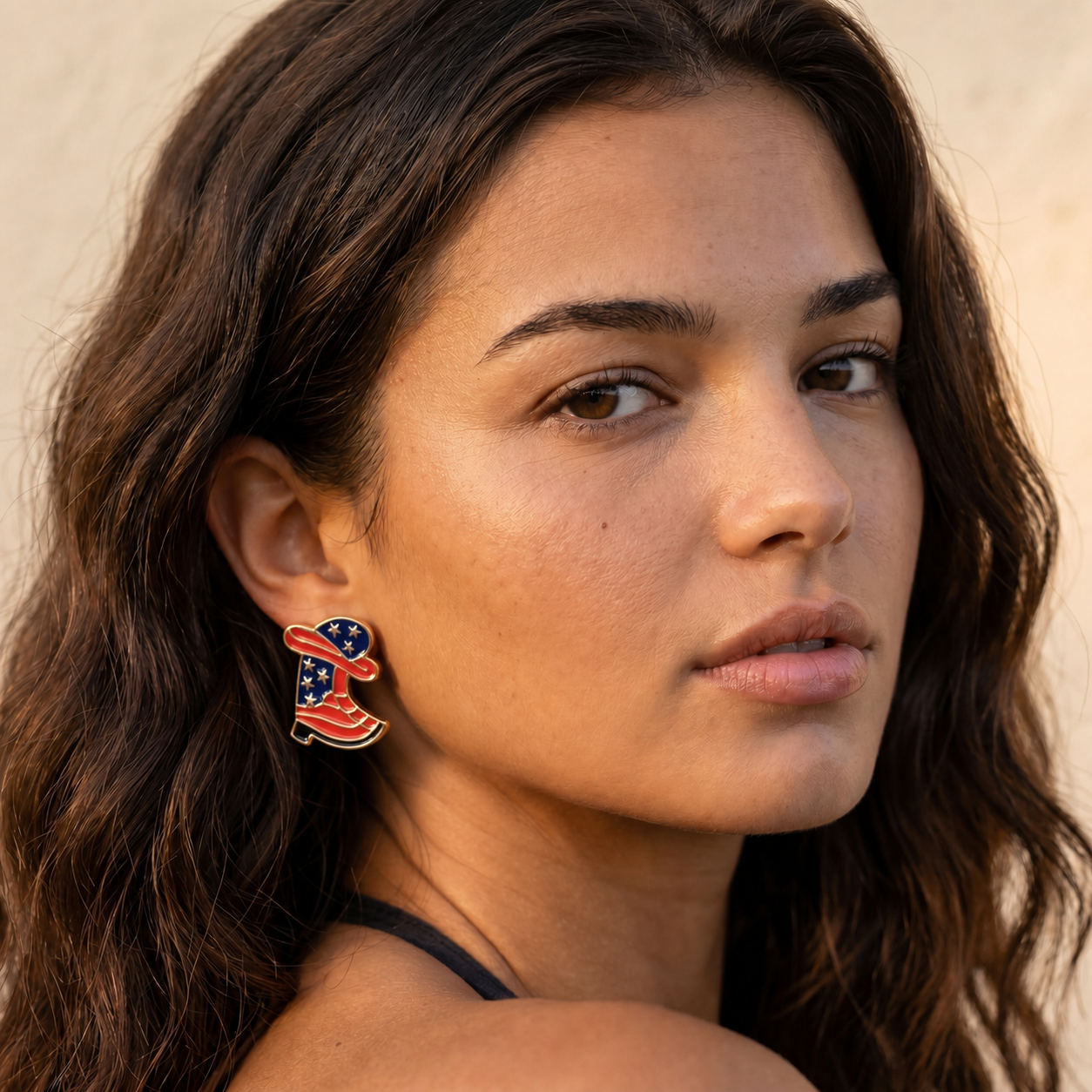 Image of Patriotic Cowboy Boot Earrings