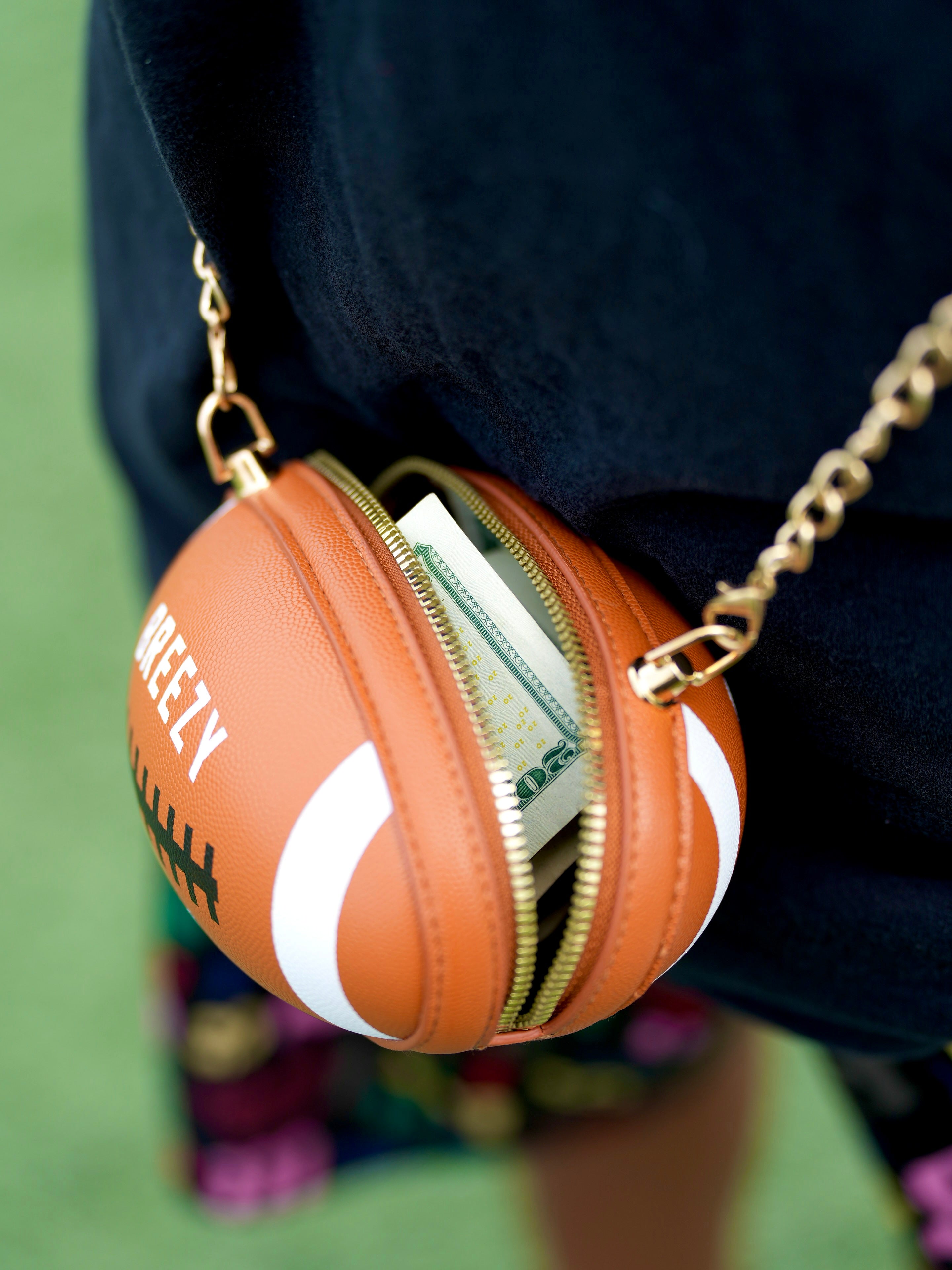 Breezy Football Shaped Clutch Purse