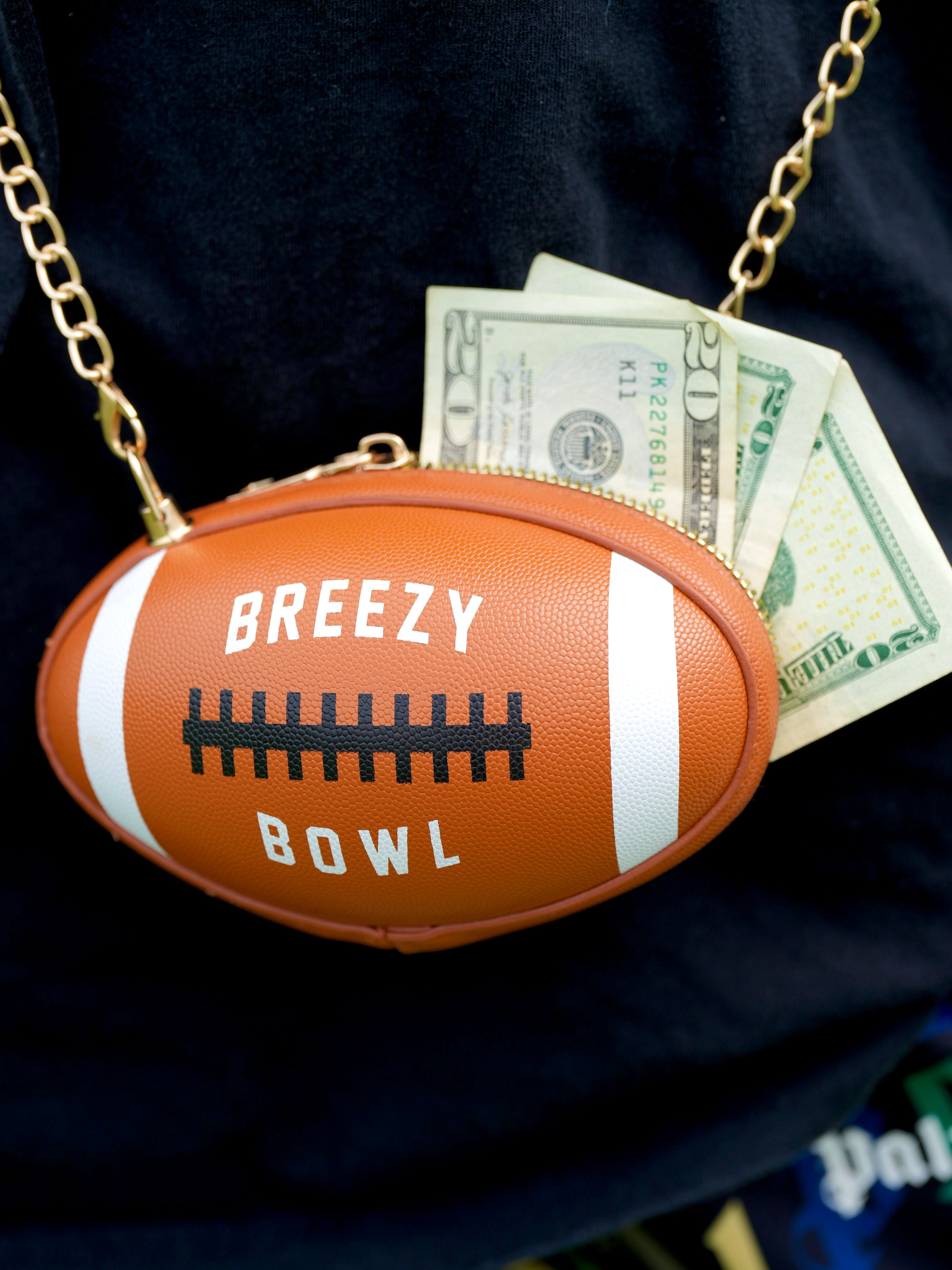 Breezy Football Shaped Clutch Purse
