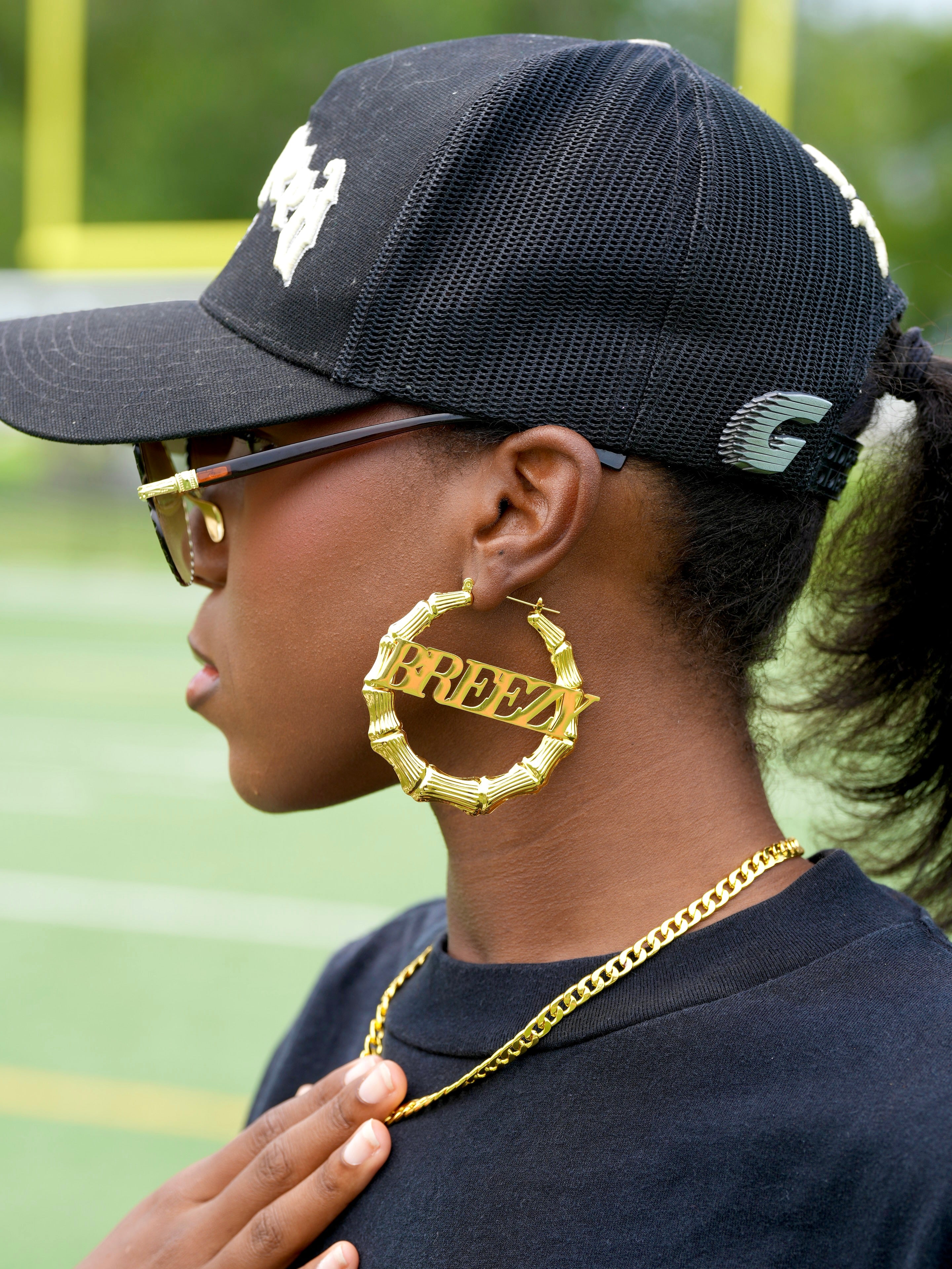 Image of Breezy Bowl Bamboo Hoop Earrings