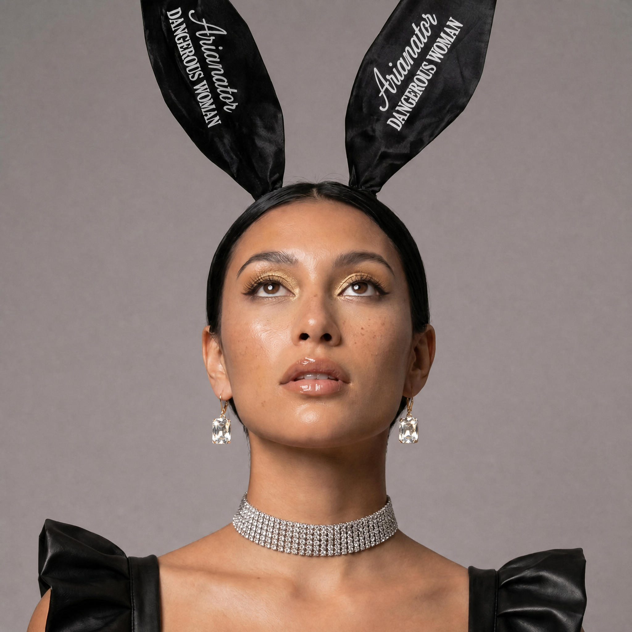 Image of Dangerous Woman Satin Bunny Ears + Choker Option