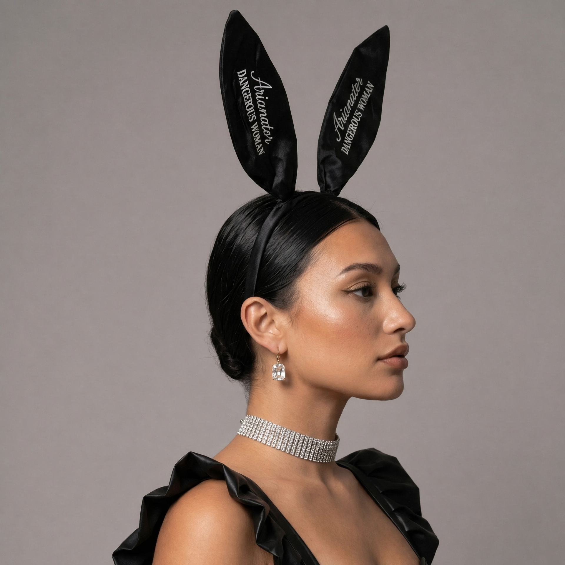Image of Dangerous Woman Satin Bunny Ears + Choker Option