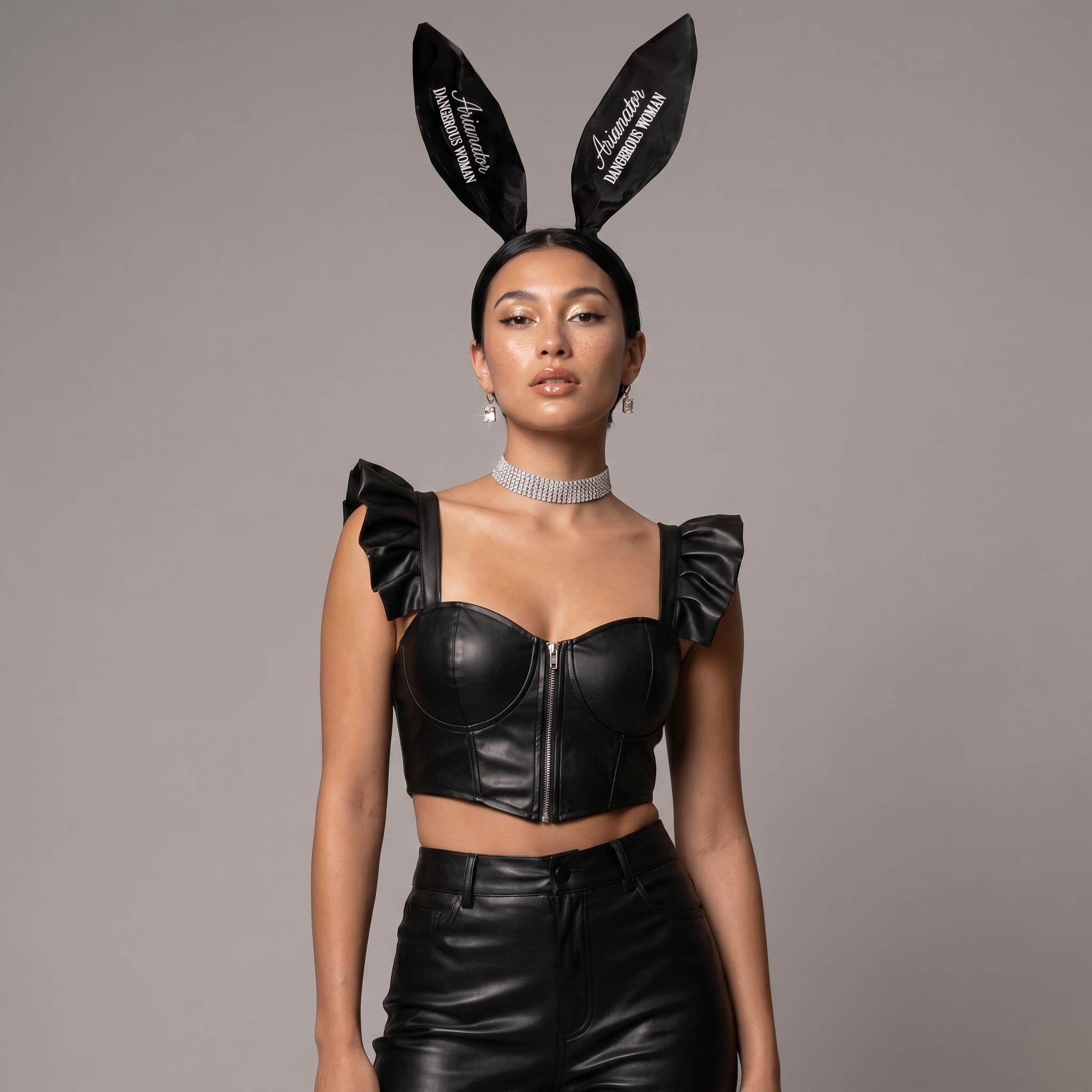 Image of Dangerous Woman Satin Bunny Ears + Choker Option