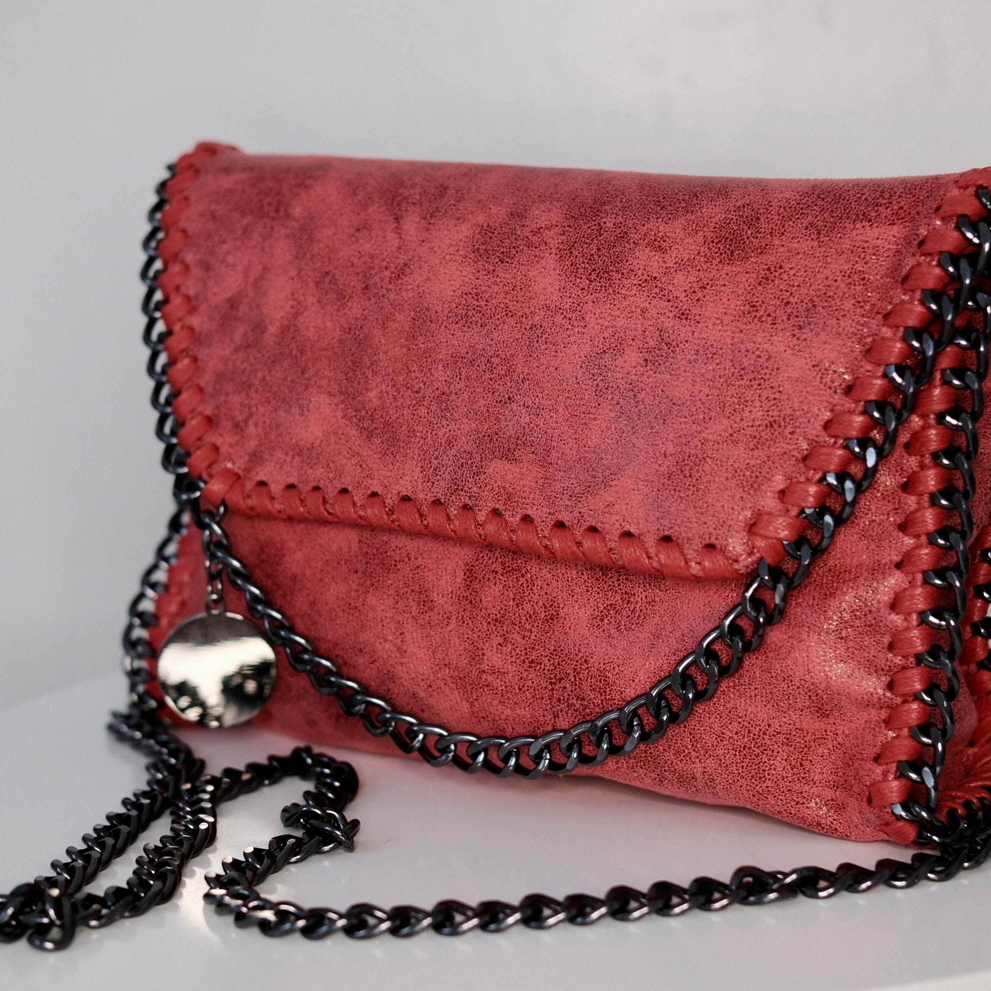 Image of Red Artistic Chain Crossbody Bag