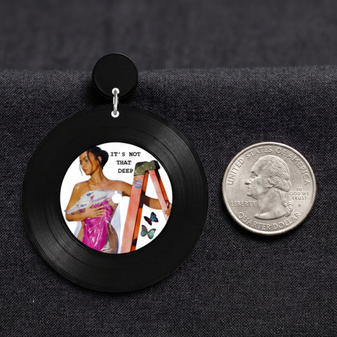 Image of It's Not That Deep Vinyl Record Drop Earrings