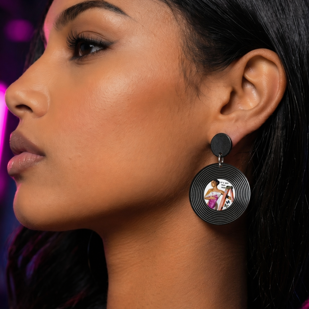 Image of It's Not That Deep Vinyl Record Drop Earrings