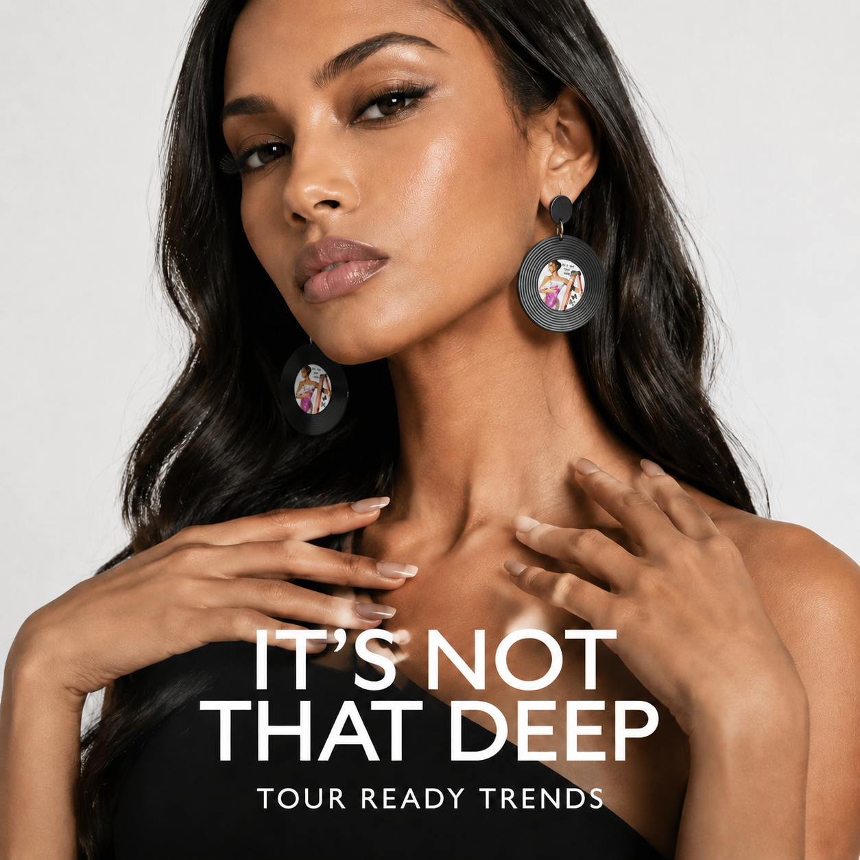 Image of It's Not That Deep Vinyl Record Drop Earrings