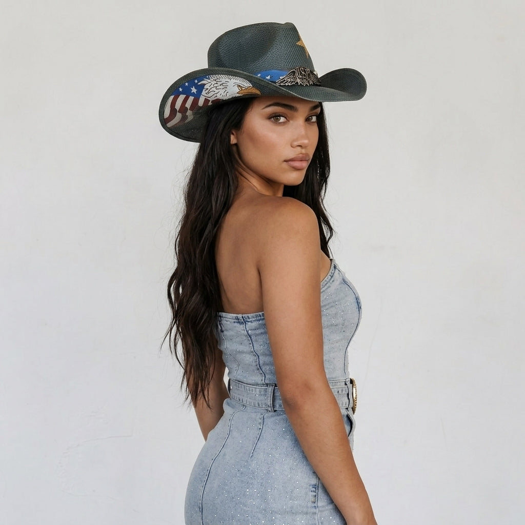 Image of Patriotic Star Cowgirl Hat | 4th of July Western Hat
