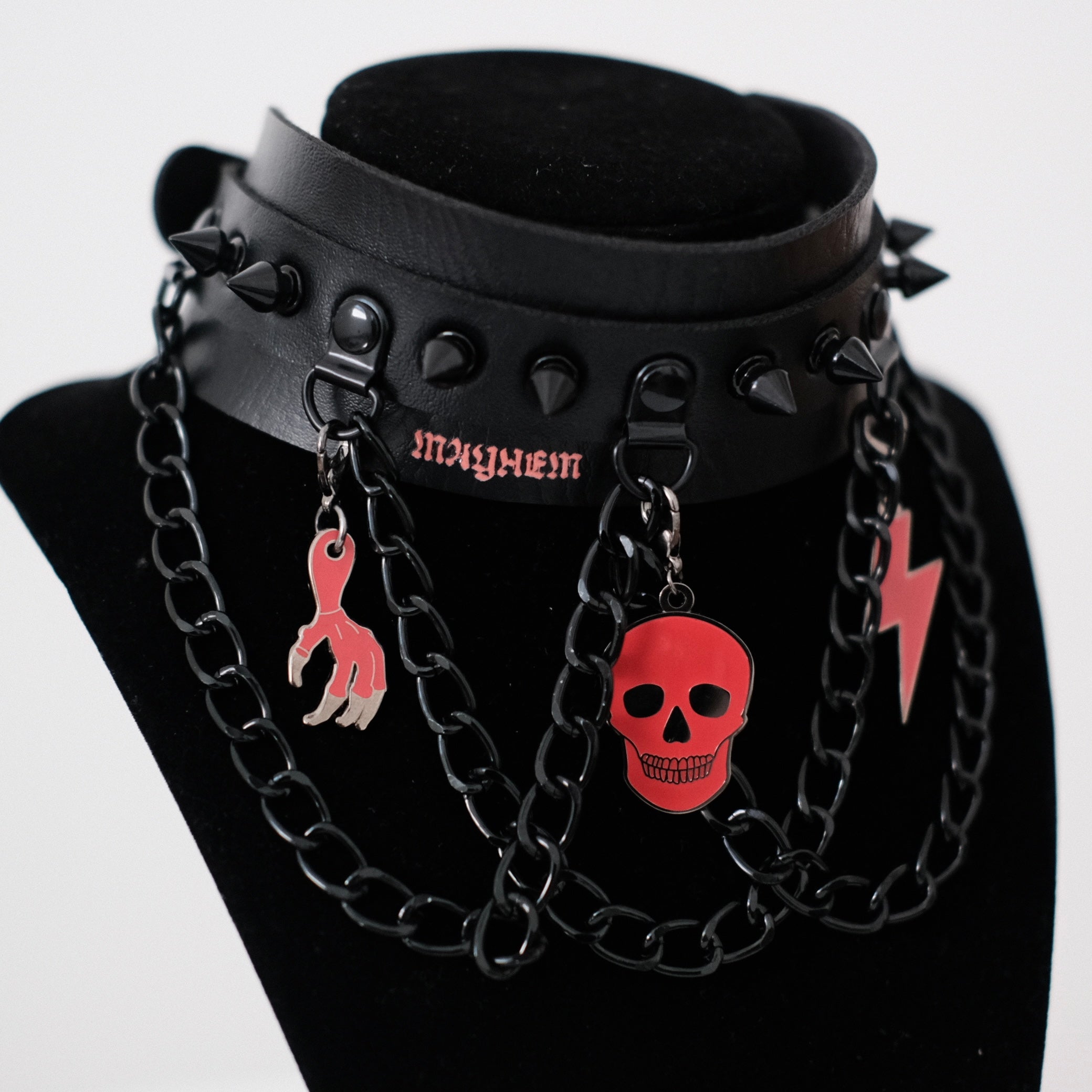Image of After Dark Glow Skull Choker - Red Days & Illuminated Nights