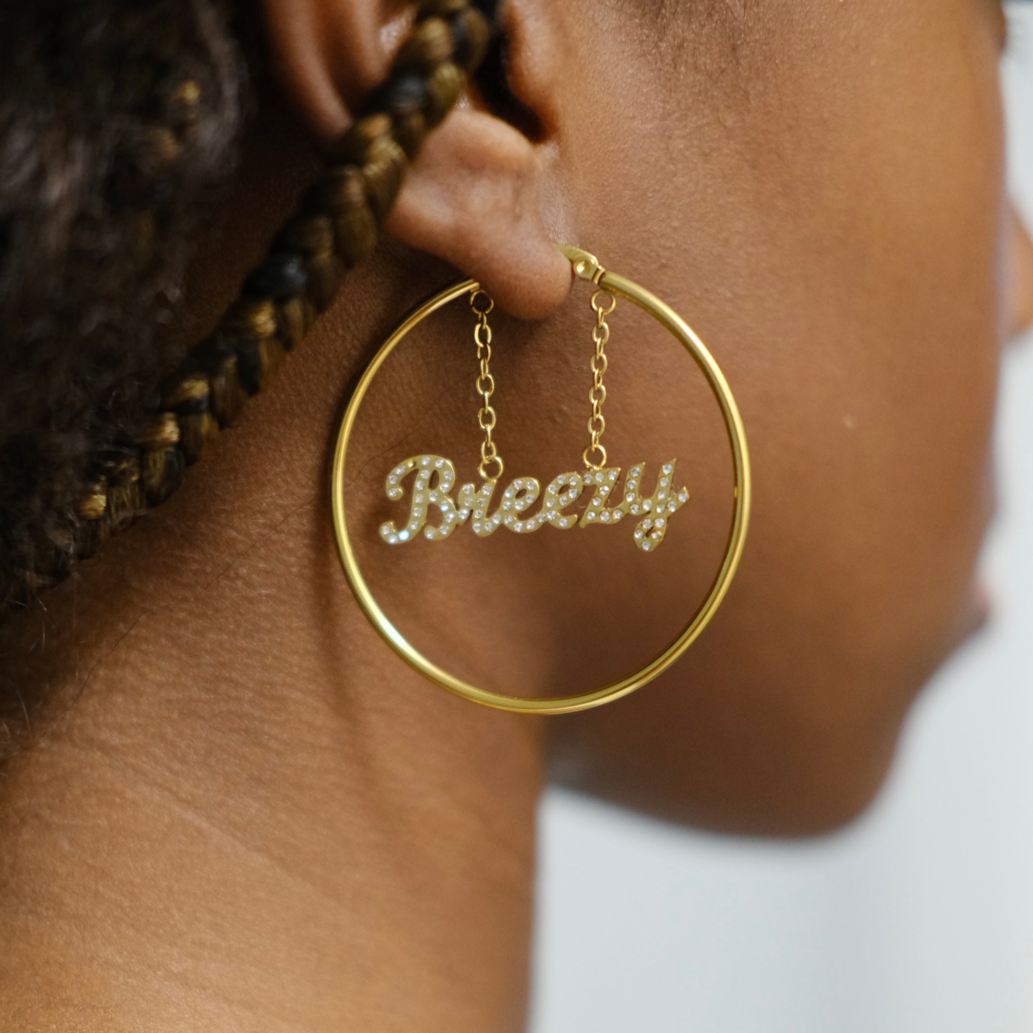 Image of Breezy Bowl Rhinestone Hoop Earrings
