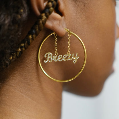 Breezy Bowl Rhinestone Hoop Earrings