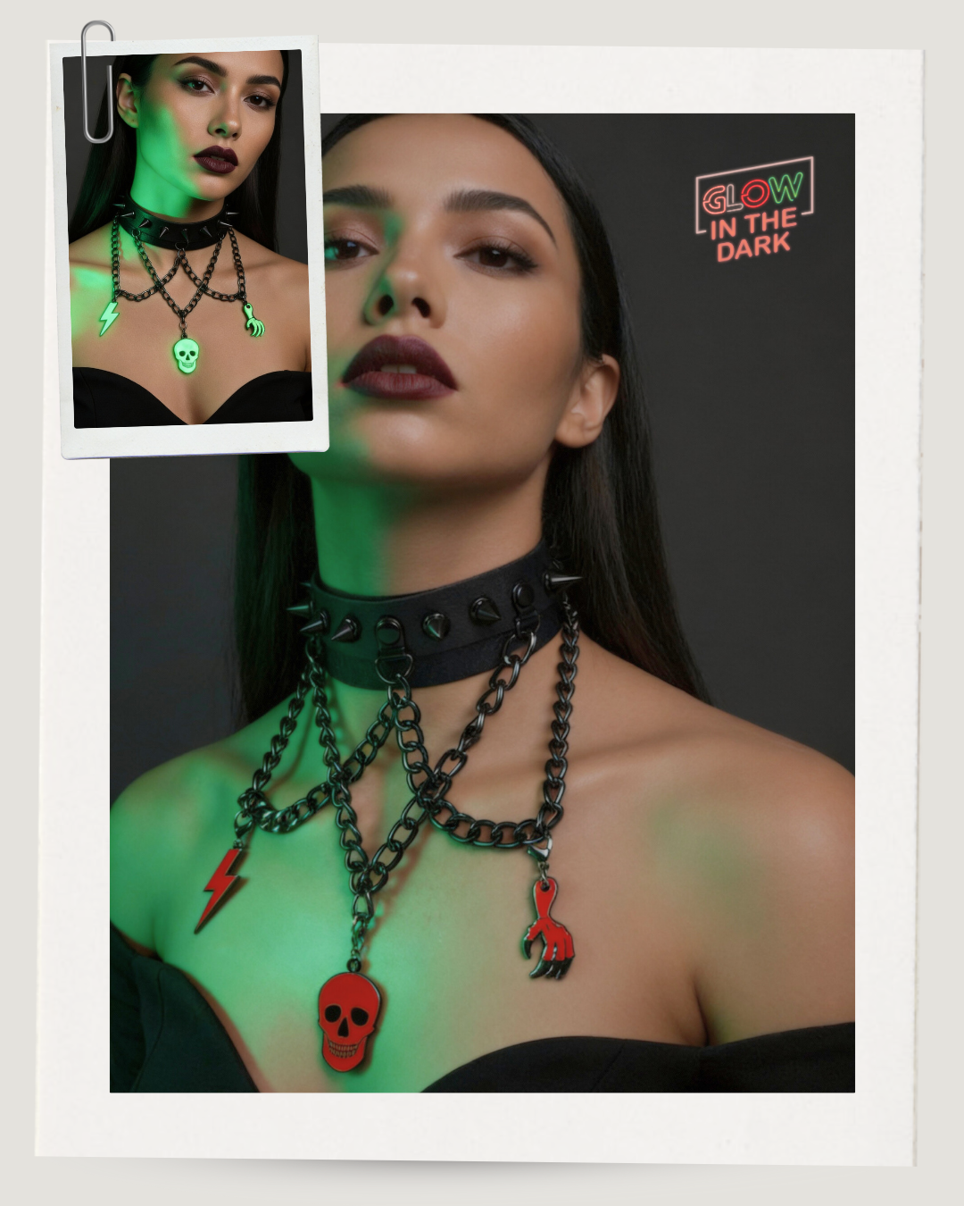 Image of After Dark Glow Skull Choker - Red Days & Illuminated Nights