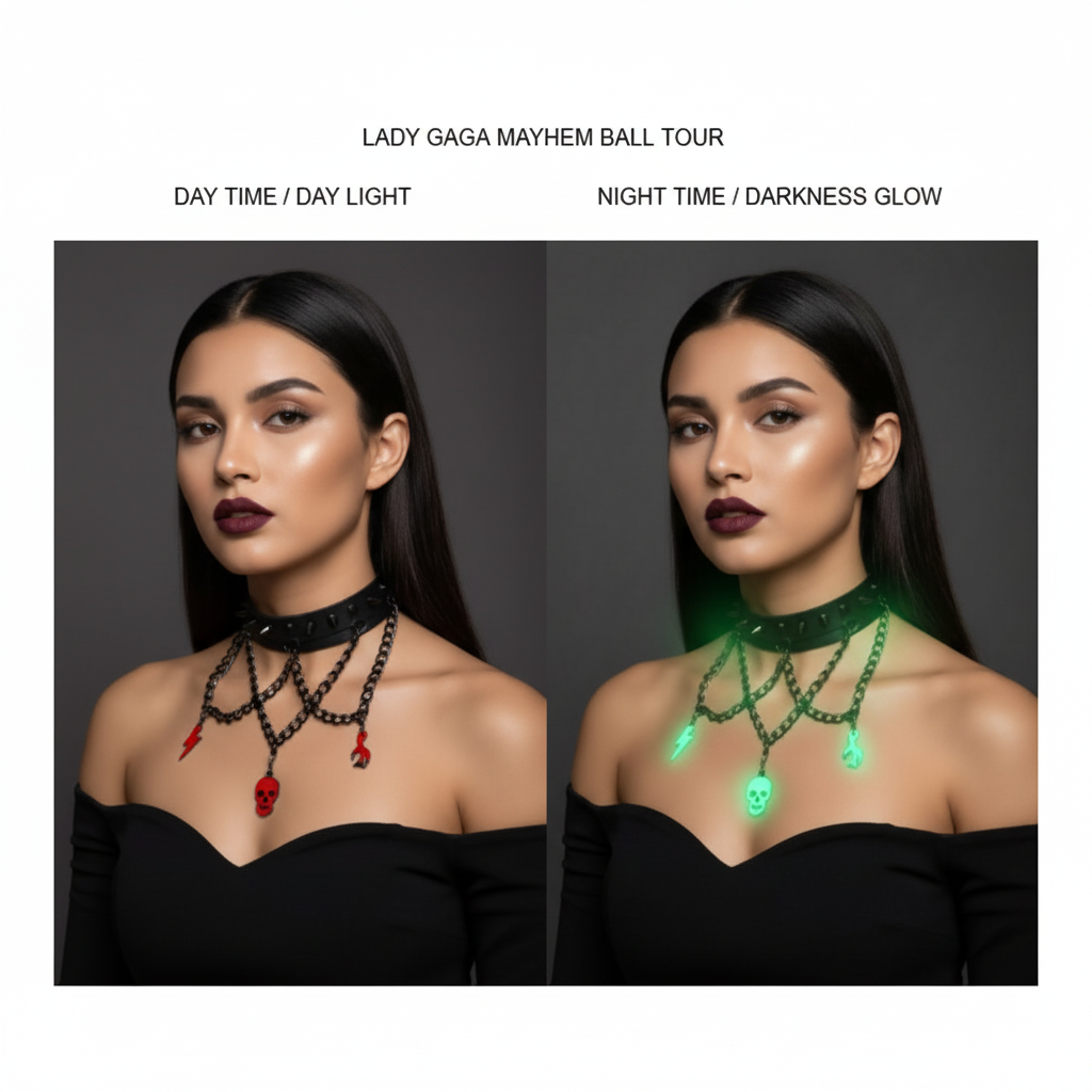 Image of After Dark Glow Skull Choker - Red Days & Illuminated Nights