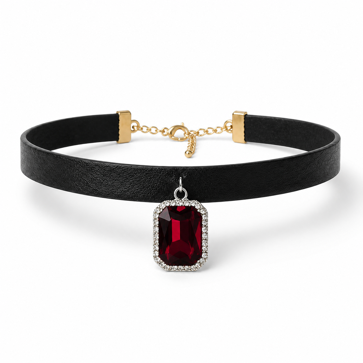 Image of Crystal Charm Black Choker Necklace