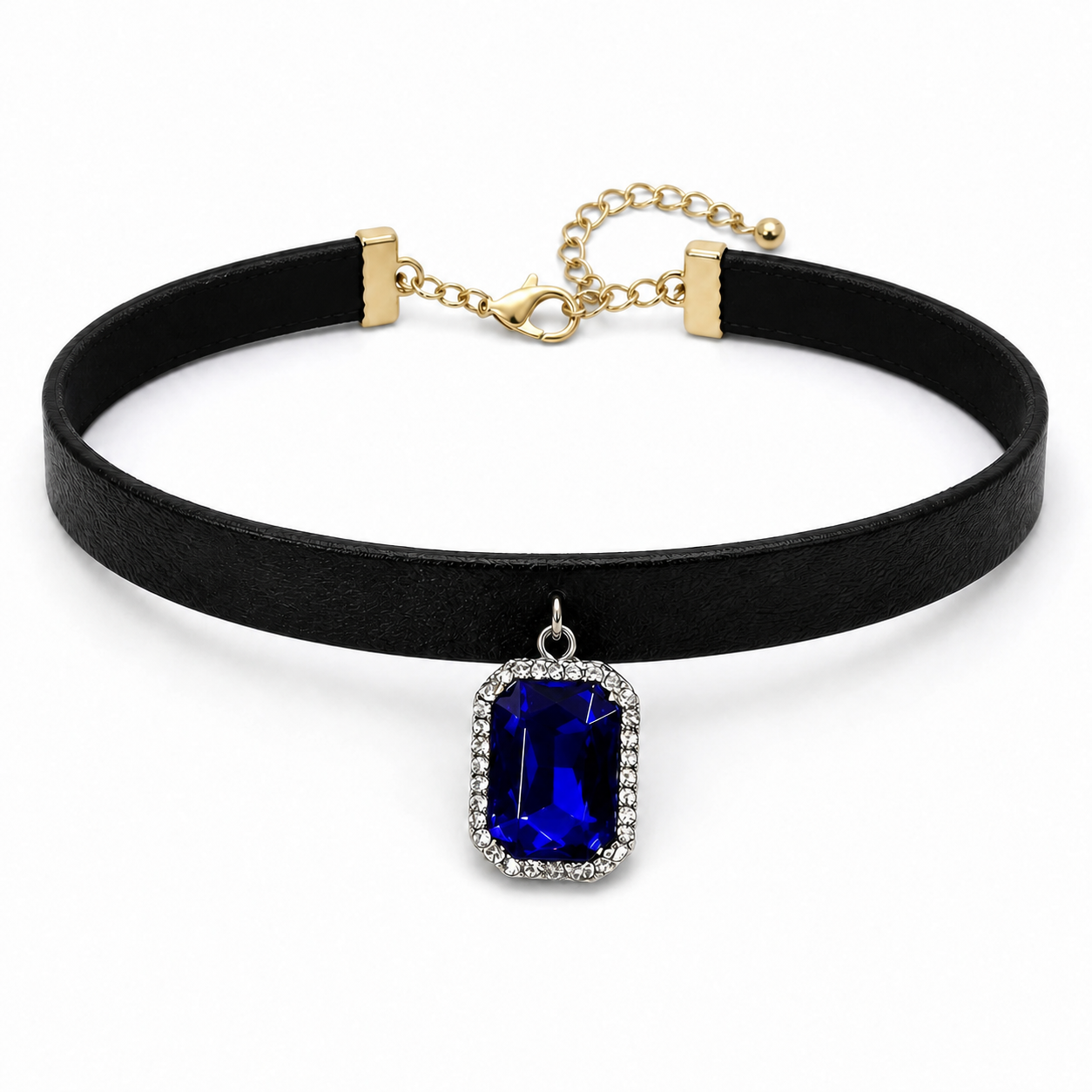 Image of Crystal Charm Black Choker Necklace
