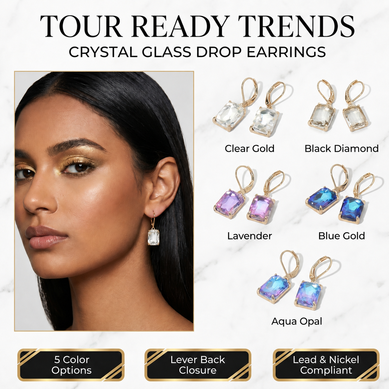 Image of Crystal Glass Drop Earrings | Soft Glam