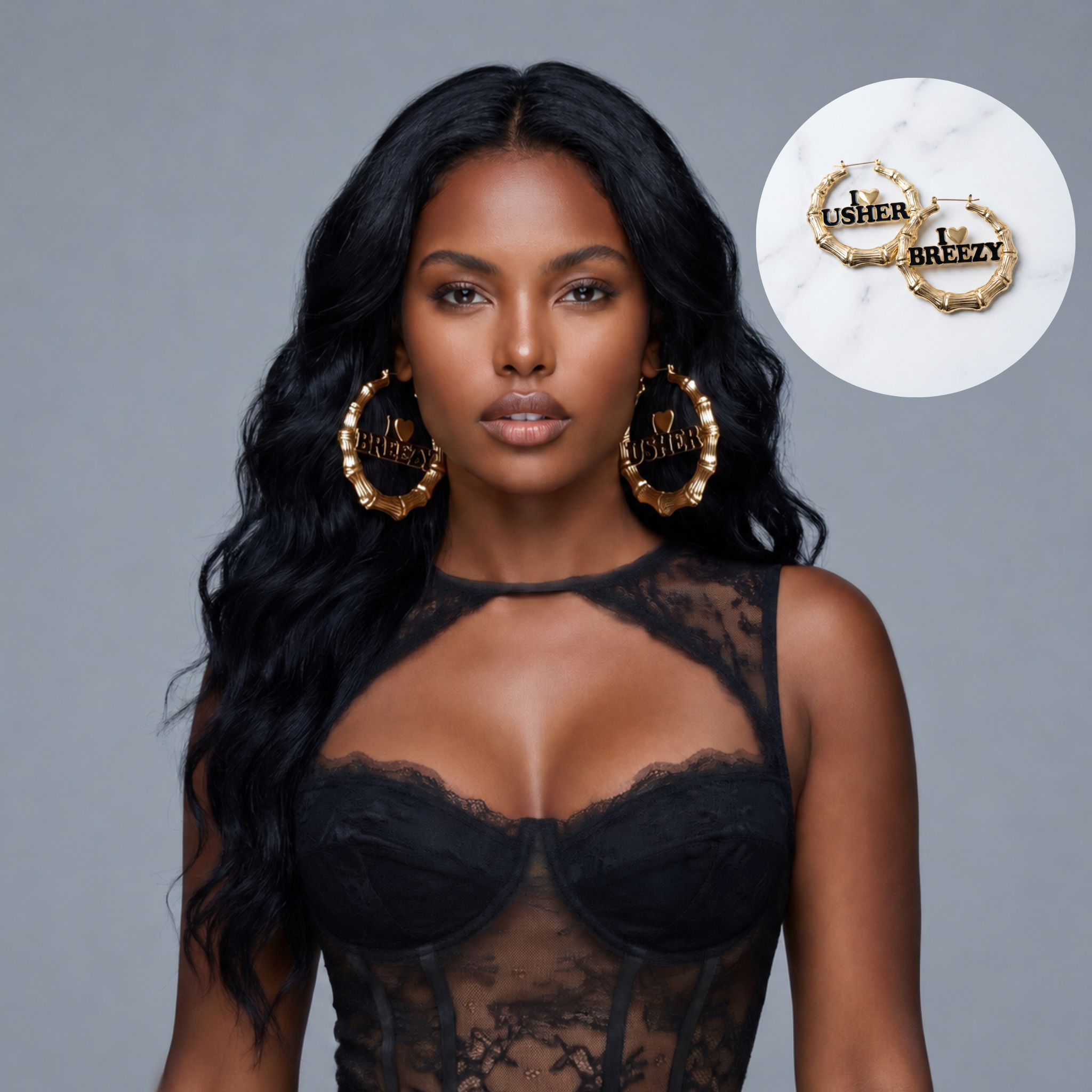 Image of I Love Raymond & Brown Hoop Earrings | R&B Tour