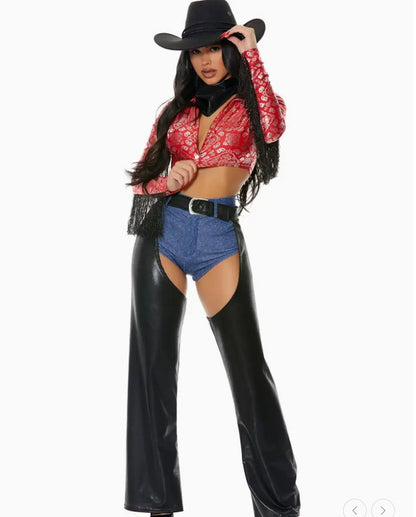 4-Piece Sexy Cowgirl Costume Set