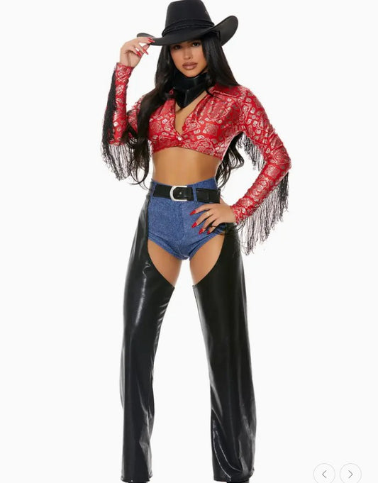 4-Piece Sexy Cowgirl Costume Set