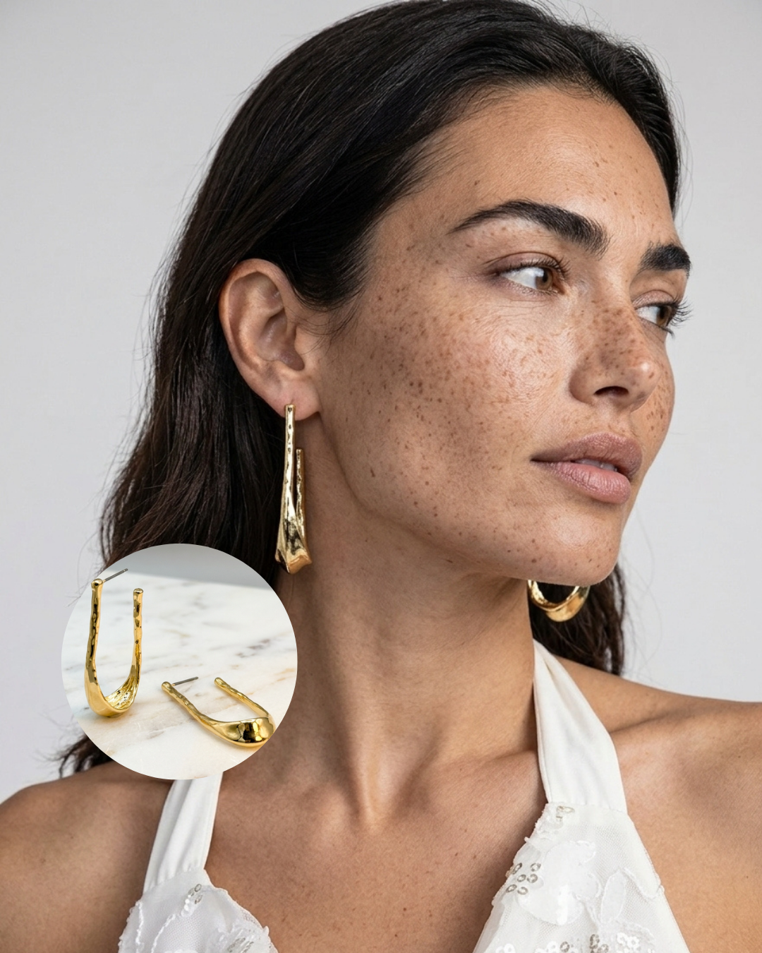 Image of Hammered Gold Sculptural Hoop Earrings