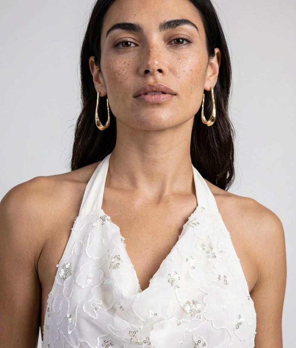 Image of Hammered Gold Sculptural Hoop Earrings