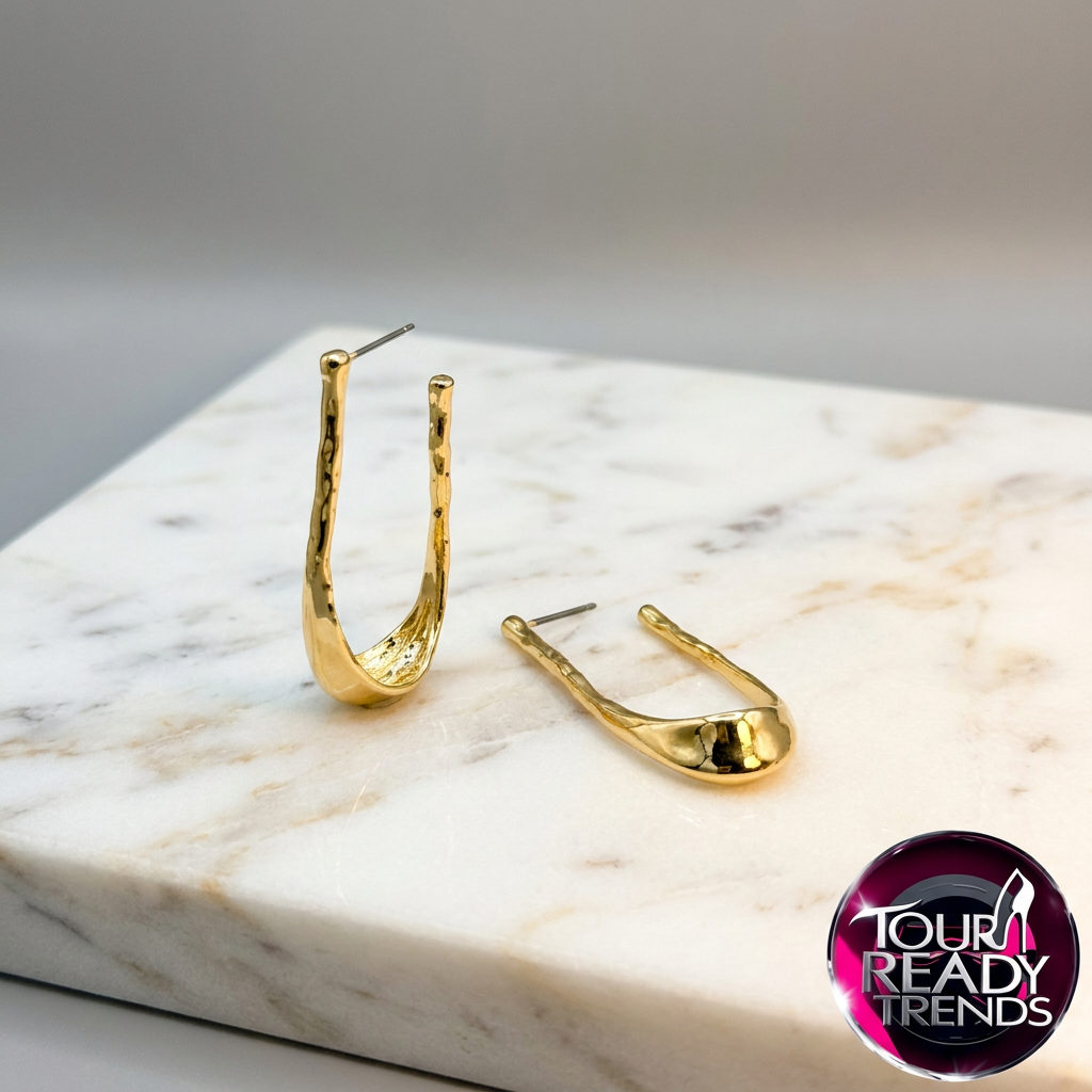 Image of Hammered Gold Sculptural Hoop Earrings