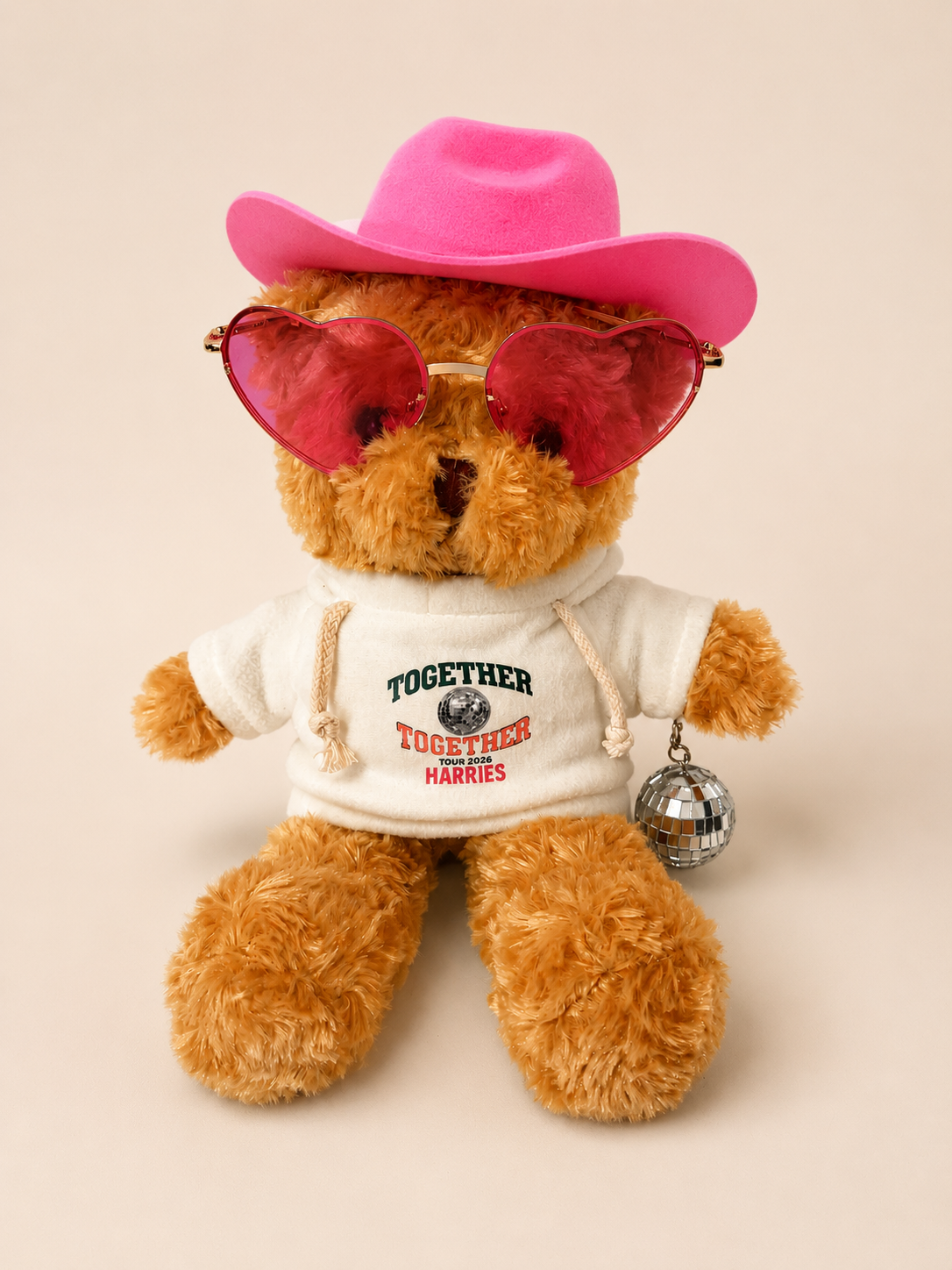 Image of Disco Bear Together Tour purchase options: hoodie, hat, and full set