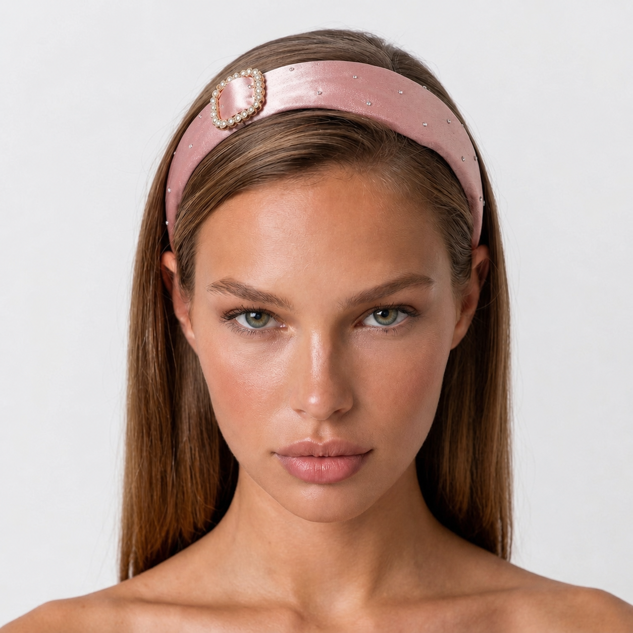 Image of Satin Crystal Buckle Headband | Wide Hair Accessory