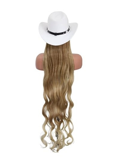 White Studded Cowboy Hat Wig - Western Halloween Edition