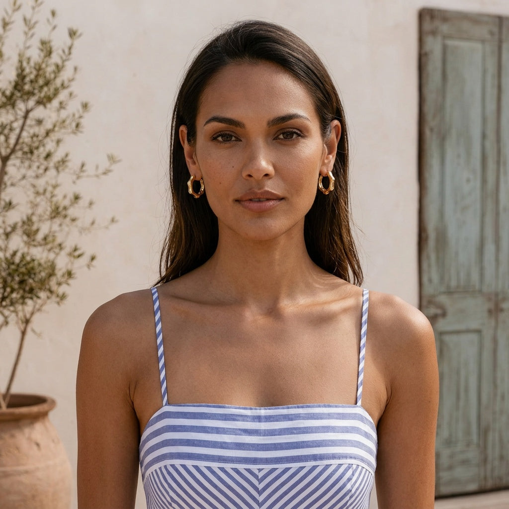 Image of Bamboo Huggie Hoop Earrings | Gold Nature Inspired Hoops