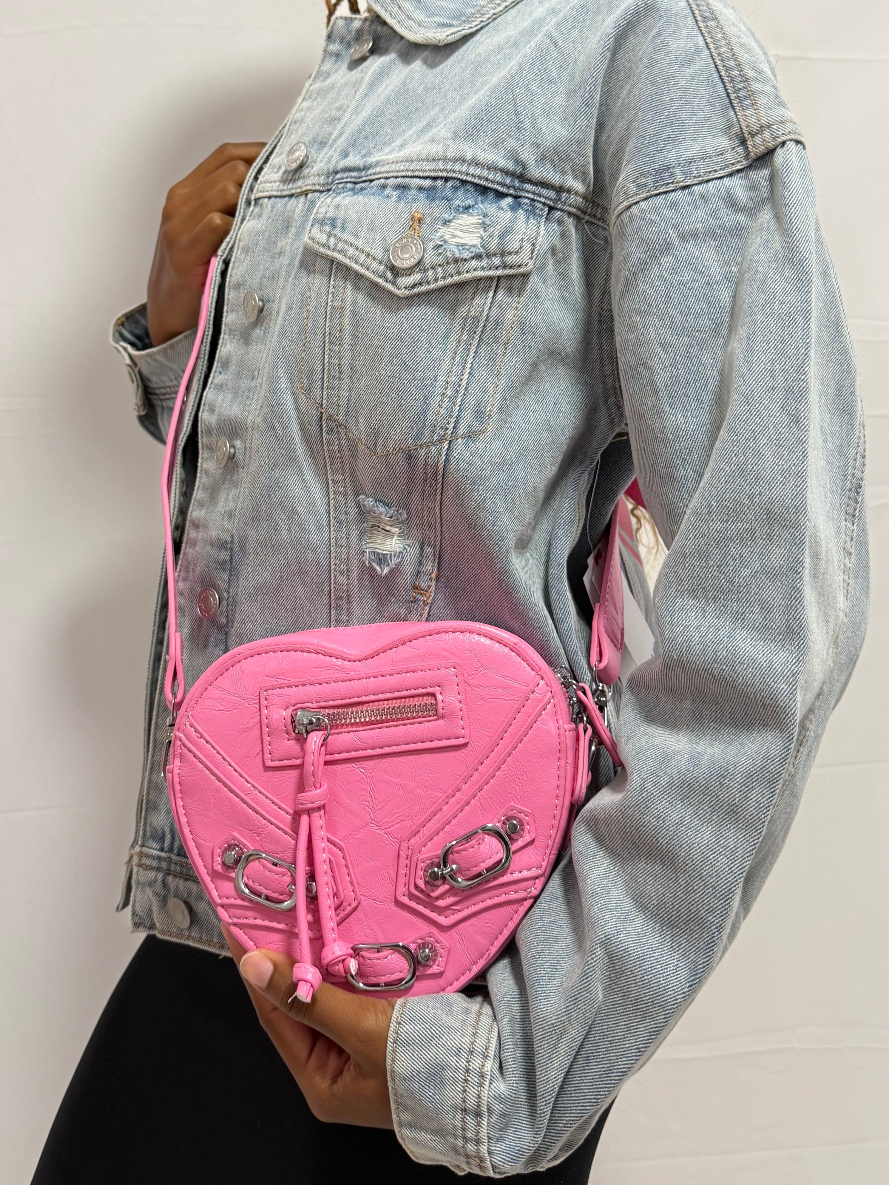 Image of Pink Heart Romantic Crossbody Purse